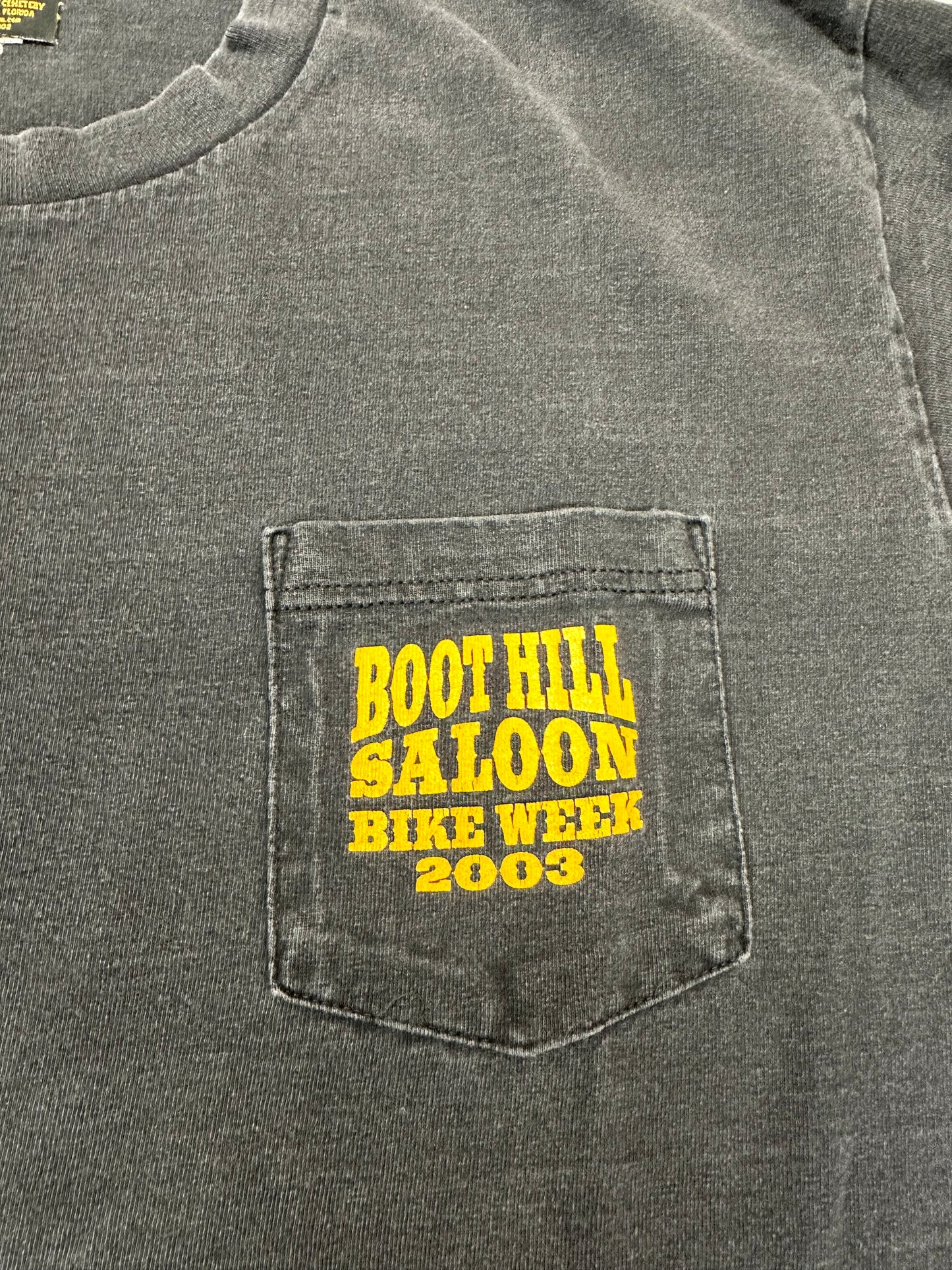 Vintage Boot Hill Saloon Bike Week 2003 Daytona Beach Florida Long Sleeve Tee XL 23.5x29.5 Inches