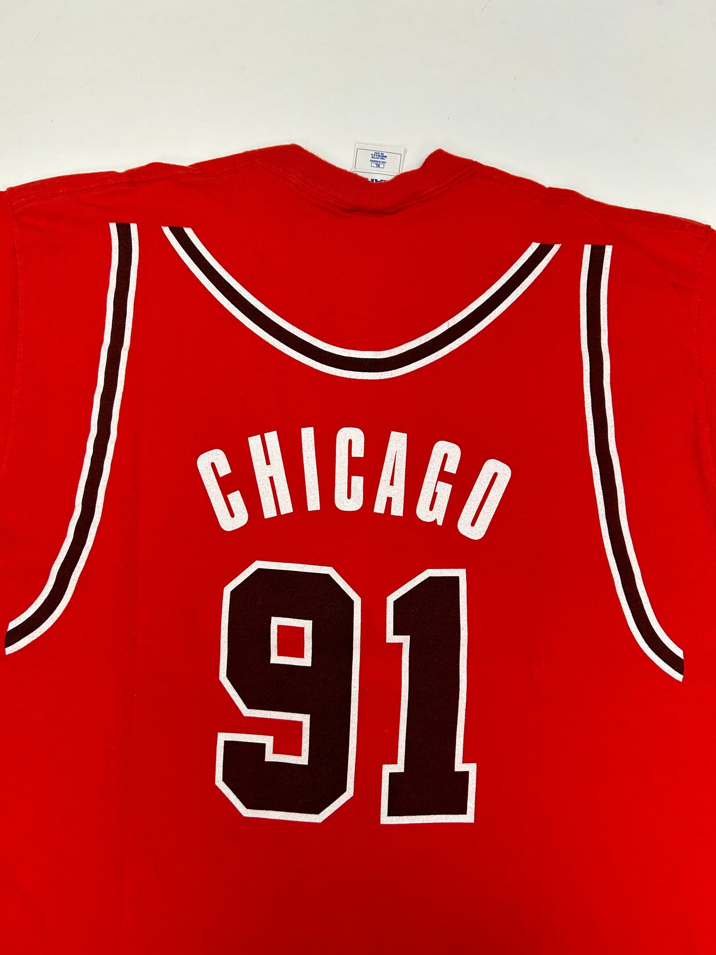 Vintage Pro Player Dennis Rodman Chicago Bulls Jersey Shirt Graphic T Shirt XL/2XL Fit 24.75x30.75 Inches