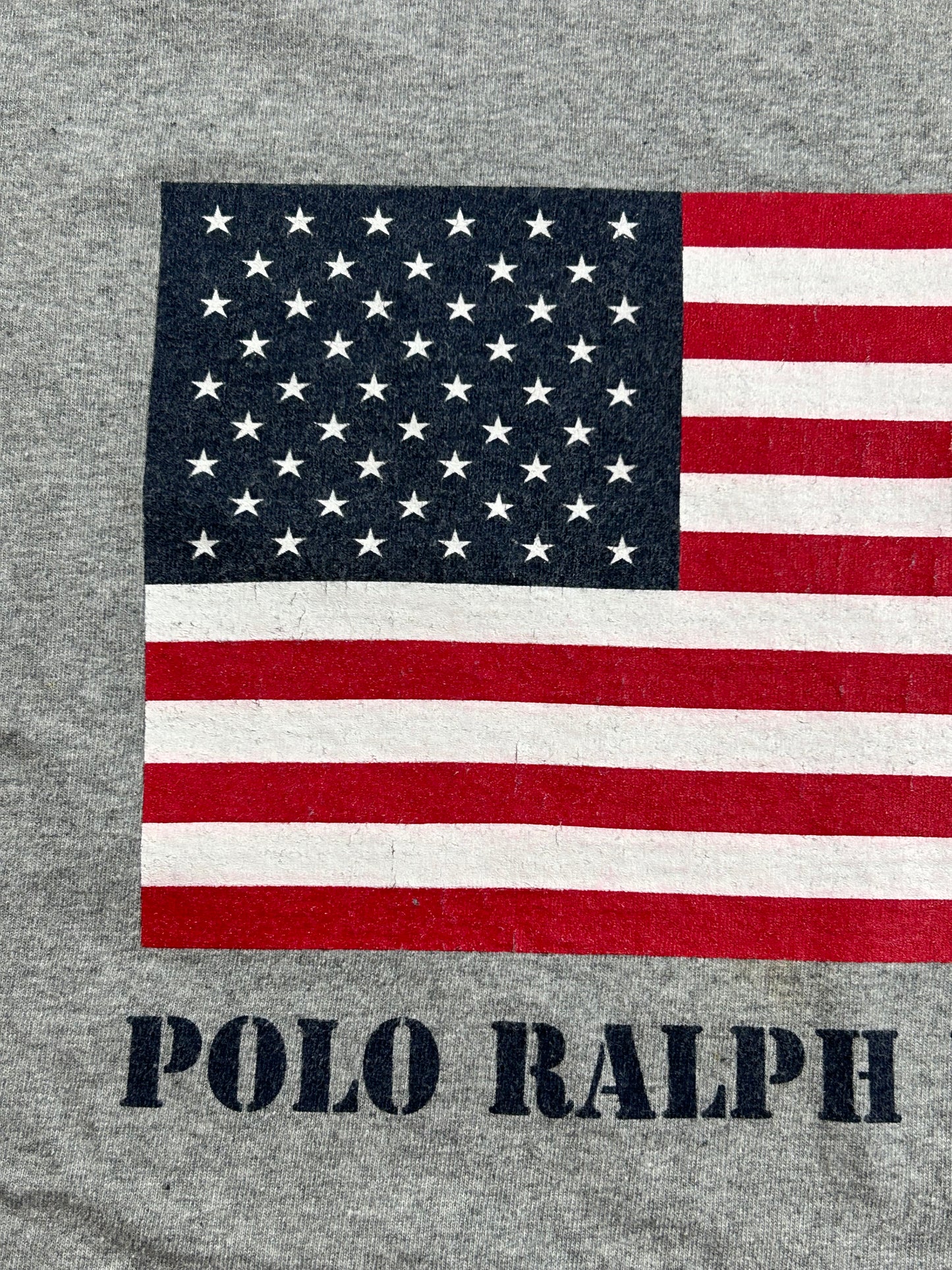 Vintage Polo Ralph Lauren USA American Flag Preppy T-Shirt Medium Fit 20.25x26 Inches