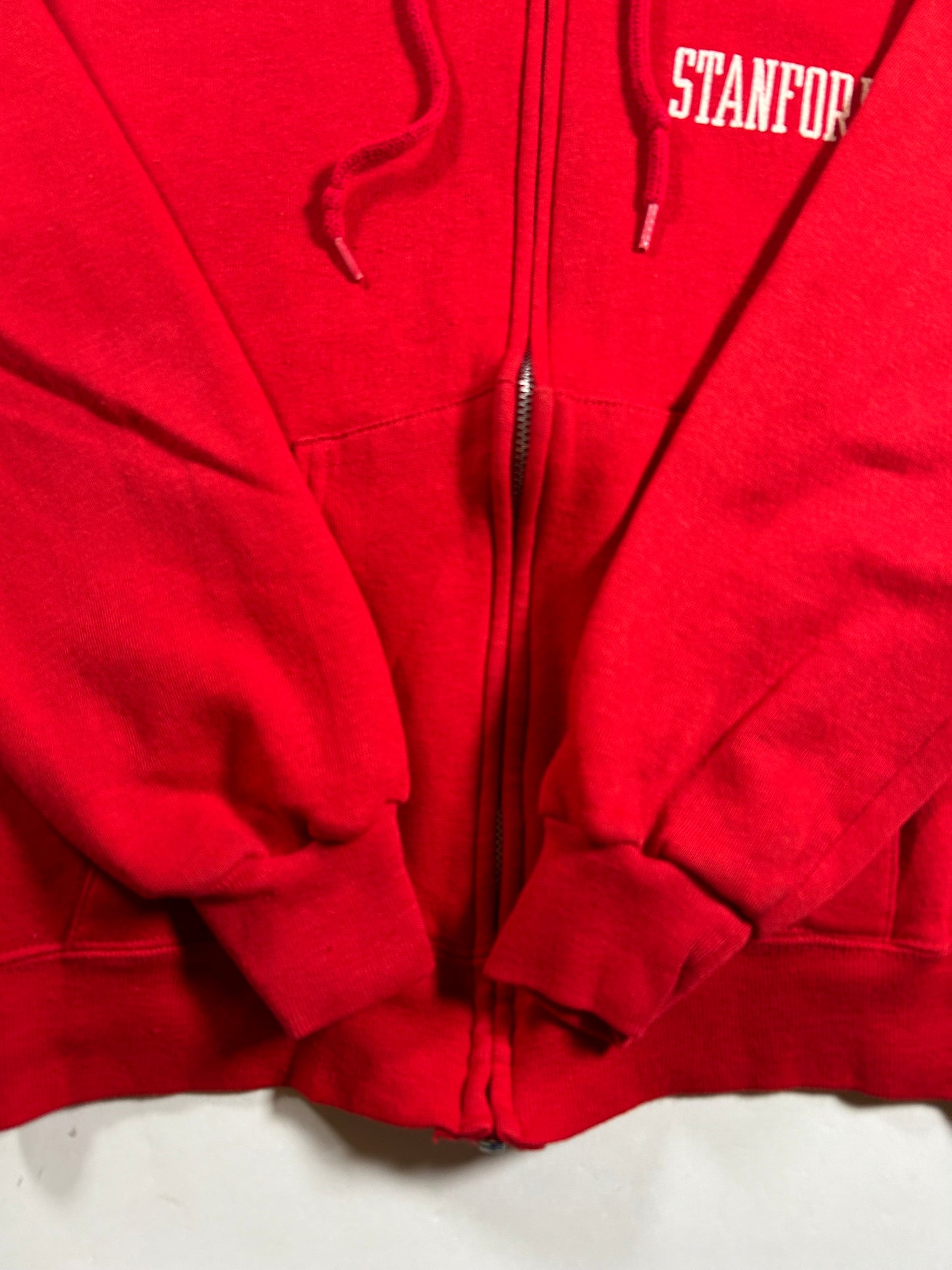 Vintage 80s Artex Stanford University Zip Up Hoodie Sweatshirt Made in USA 21x23 Inches