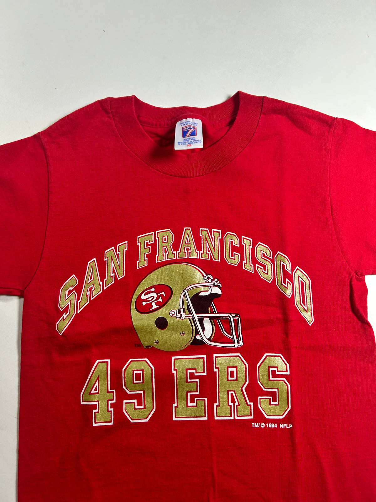 Vintage 1994 San Francisco 49ers NFL Logo 7 Youth S 8 Tee 14.75x19.25 Inches 90s