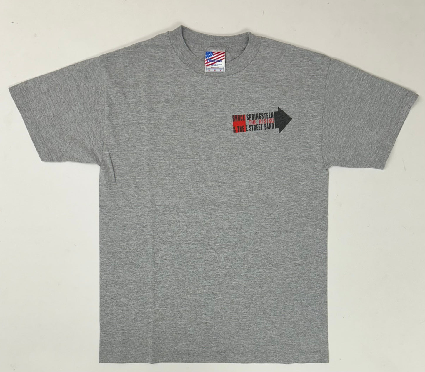 Vintage 2002 Bruce Springsteen & The E Street Band The Rising Tour Music Band Tee Gray Medium 19.25x27.25 Inches
