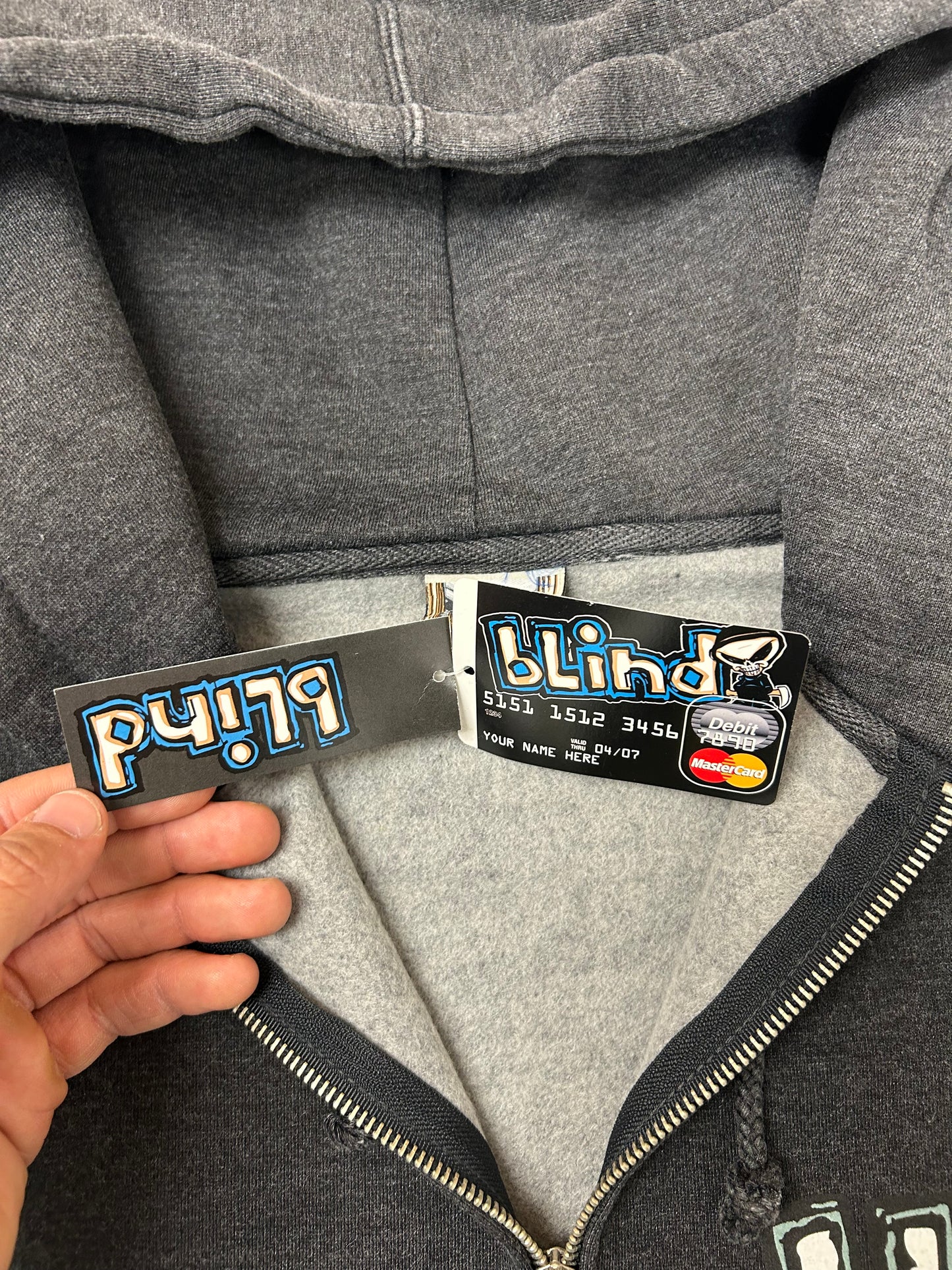 Vintage 00s Blind Skateboards Reaper Dice Logo Full Zip Skate Hooded Sweatshirt Brand New With Tag Small 21x28 Inches 2000s Y2K