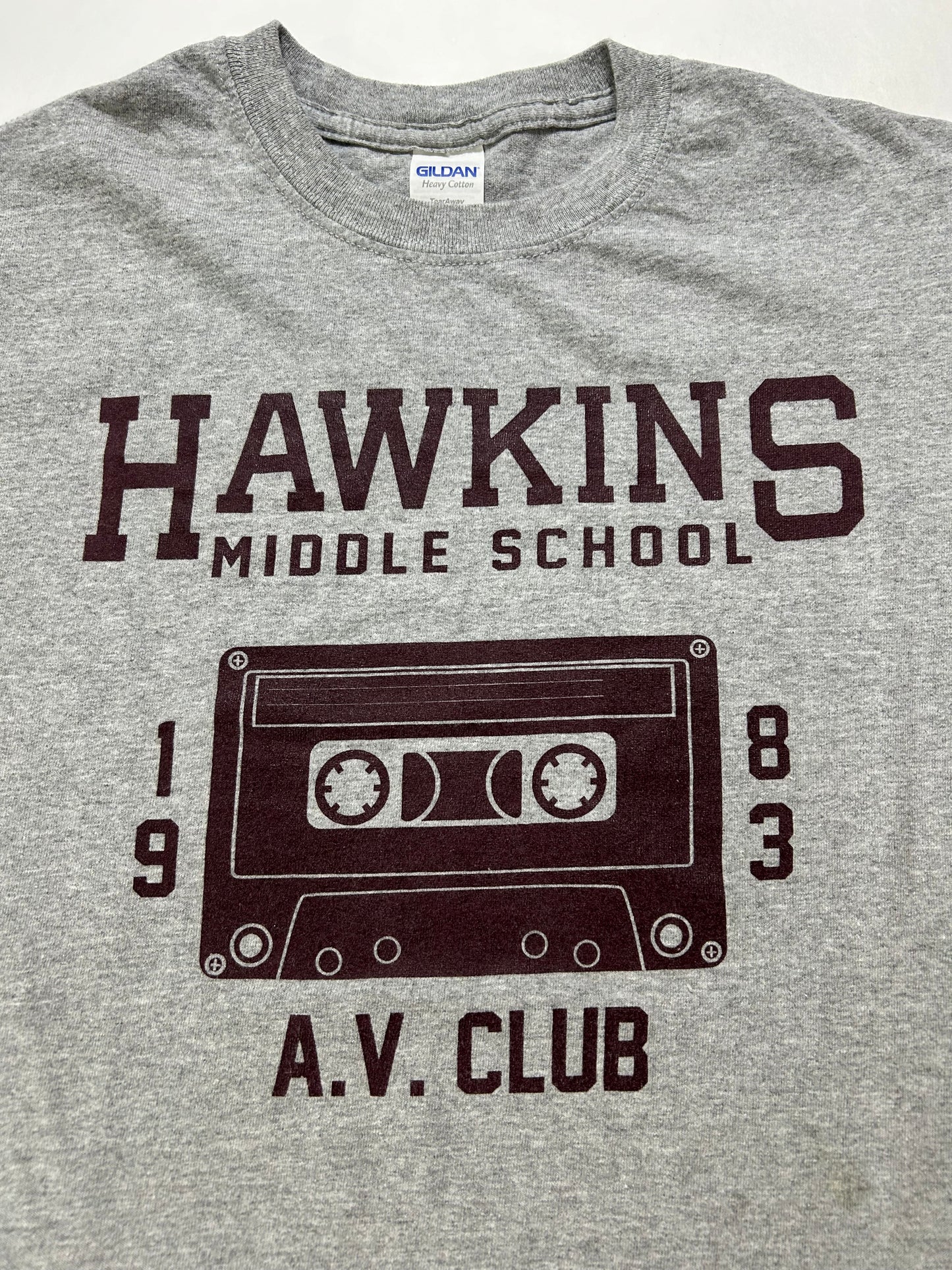 Stranger Things Hawkins Middle School A.V. Club 1983 TV Show Tee Small 17.75x26.5 Inches Gray