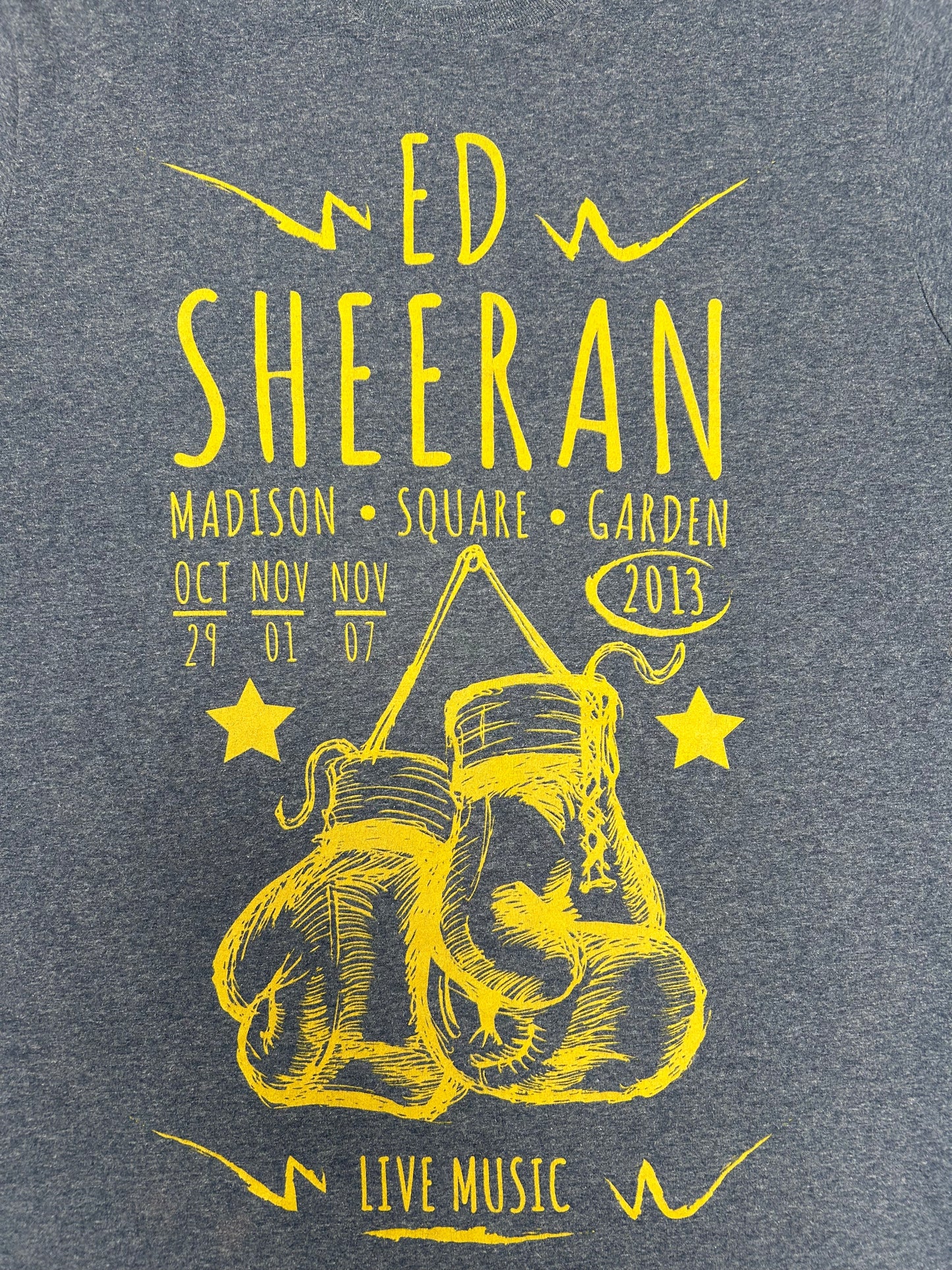 2013 Ed Sheeran Madison Square Garden Live Music Tour Tee M/L Fit 20.5x27.75 Inches