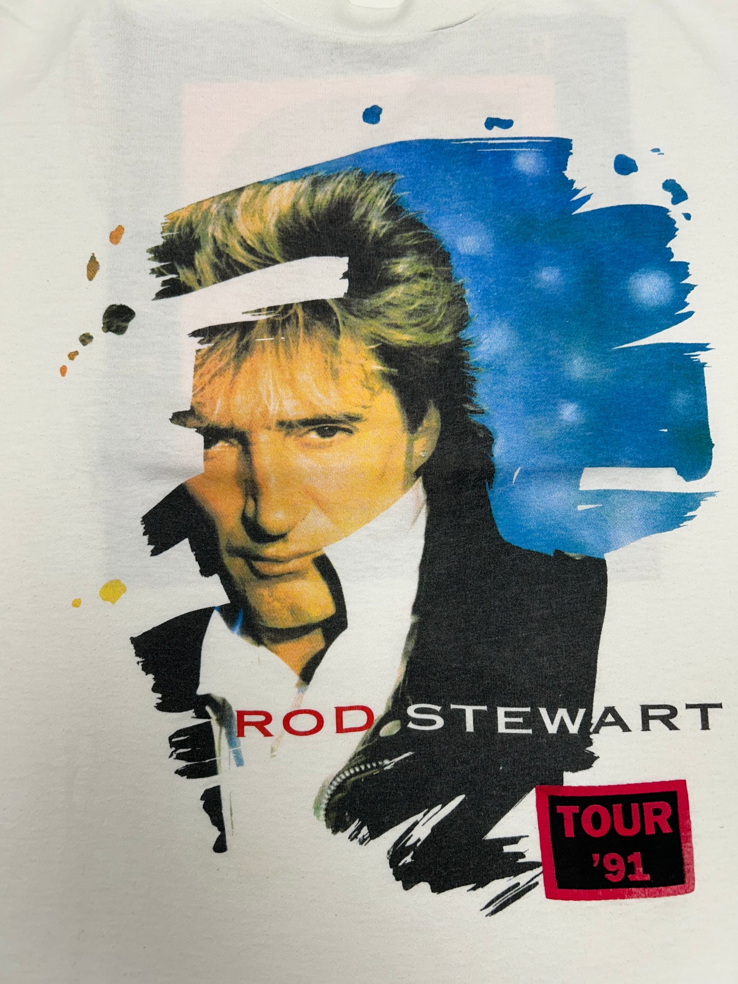 Vintage Rod Stewart Vagabond Heart Tour 1991 Music Band Tee Large Fit 22.75x27.75 Inches As Is
