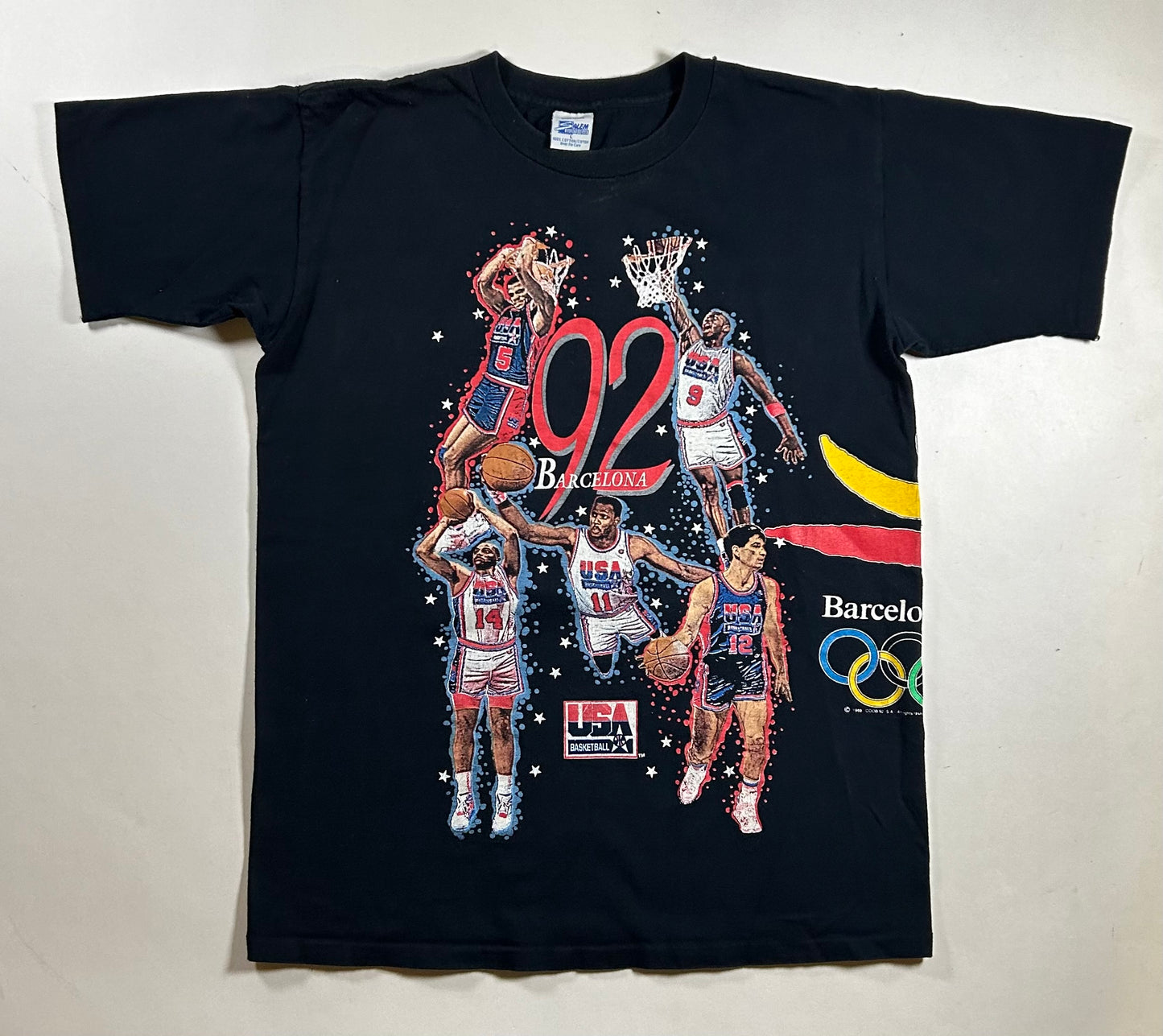 Vintage Salem Sportswear USA Dream Team 92' Barcelona Olympics Basketball Tee Large 21.25x28.75 Inches