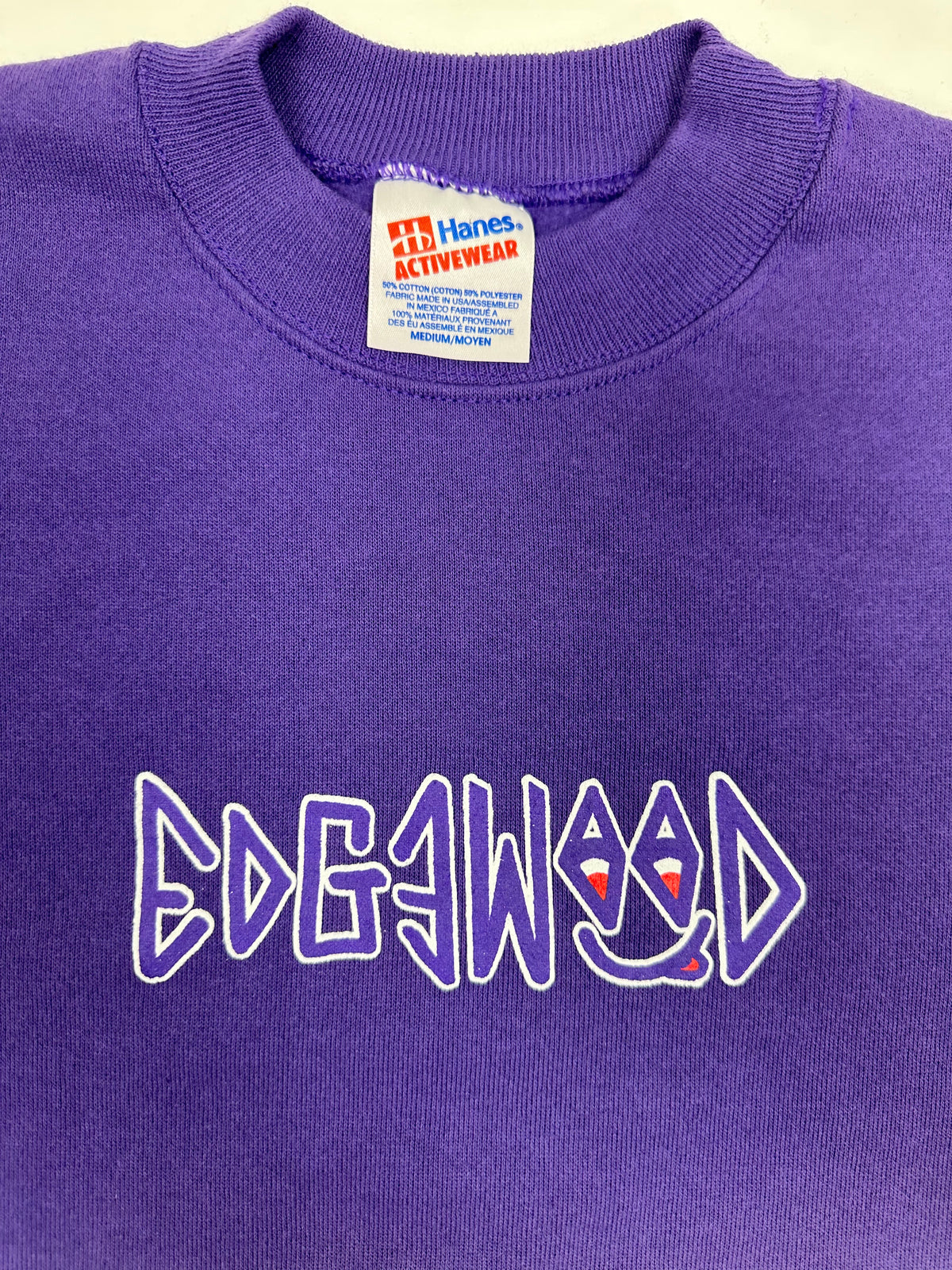 Edgewood NJ “Deeper Than The Roots.” First Edition Crewneck Sweatshirt Tagged Medium Can Fit Small 20.5x25.5 Purple Fade Hanes 50/50 USA