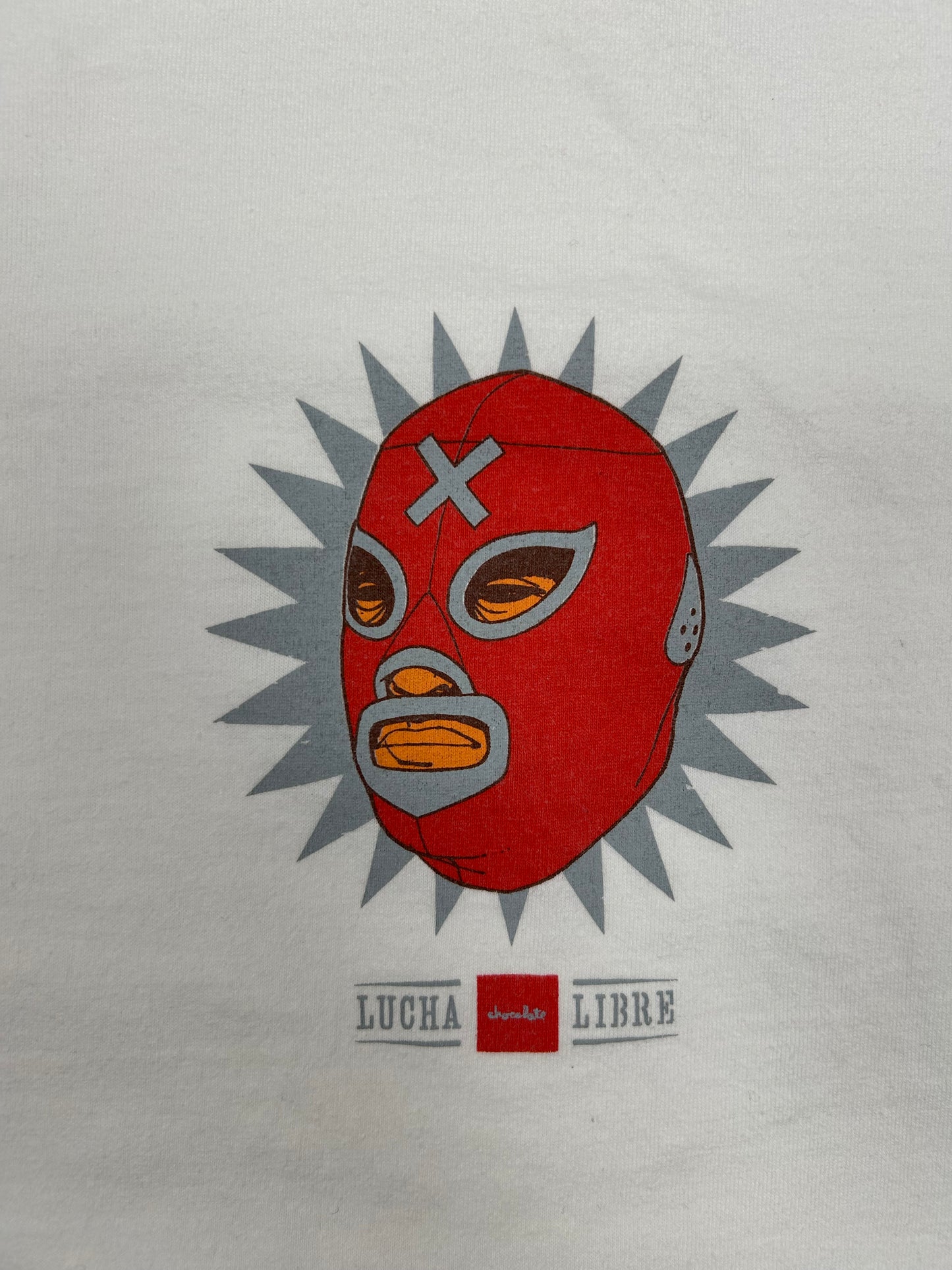 Vintage Chocolate Skateboards Lucha Libre Skate Graphic Tee 2003 Large 21.25x27.5 Inches