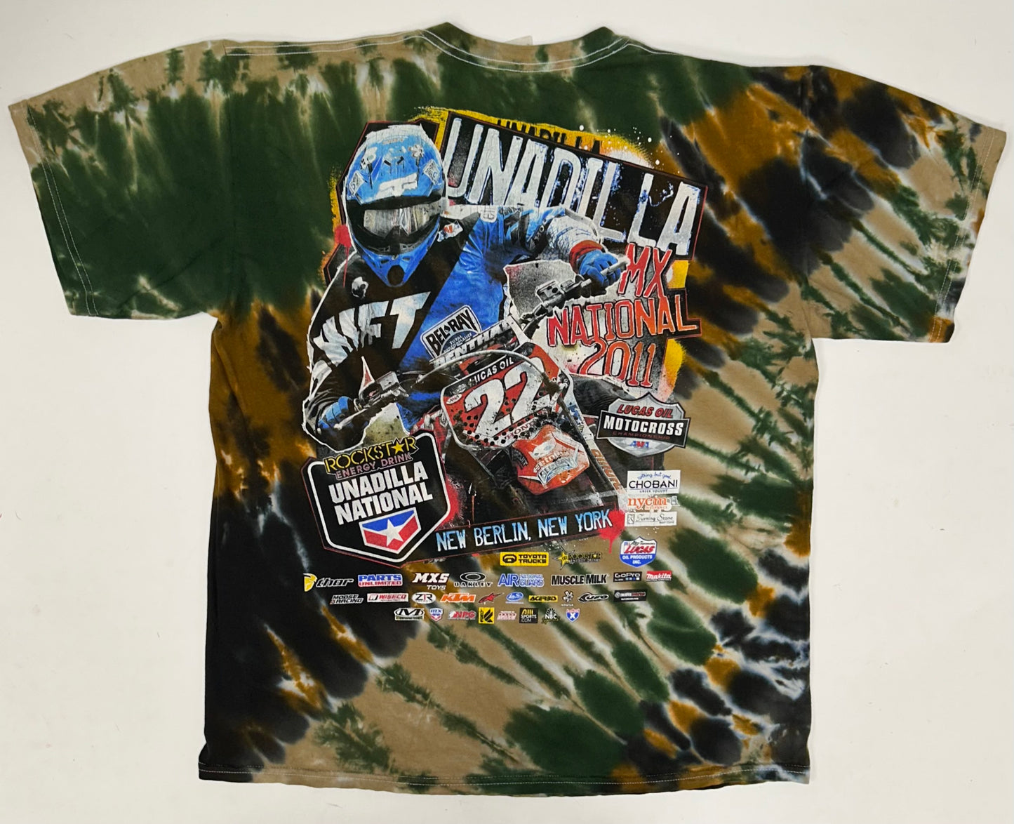 2011 Unadilla National Motocross Rockstar Energy MX Tie-Dye Tee Large 22.5x27.75 Inches