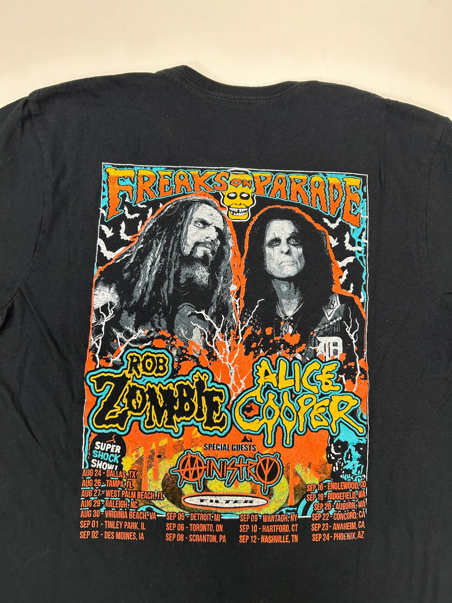 Rob Zombie & Alice Cooper Freaks on Parade 2023 tour shirt Medium T-SHIRT Black