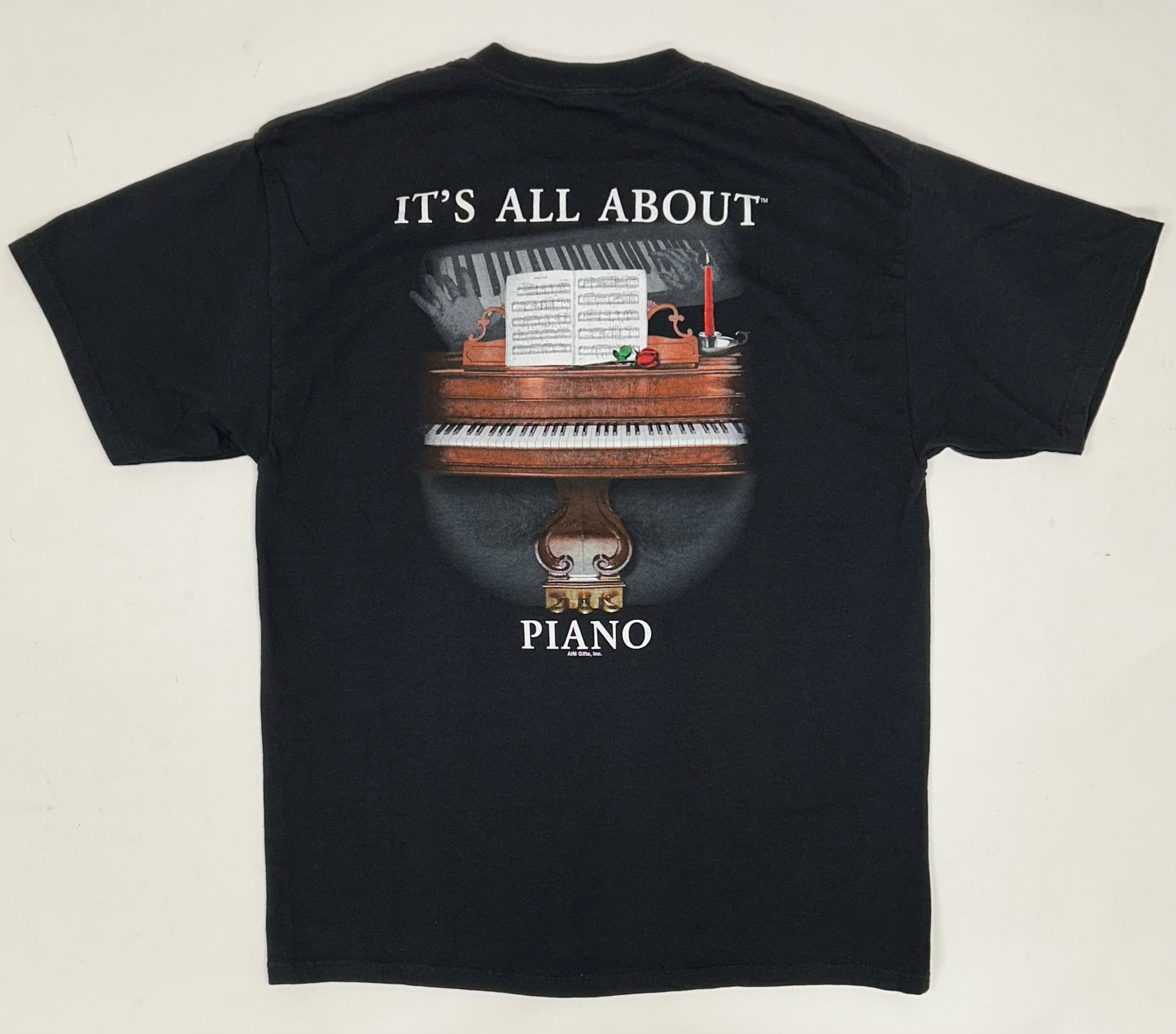 2000s It's All About the Piano Short Sleeve Cotton T-Shirt Large Pianos 21x28.5 Inches