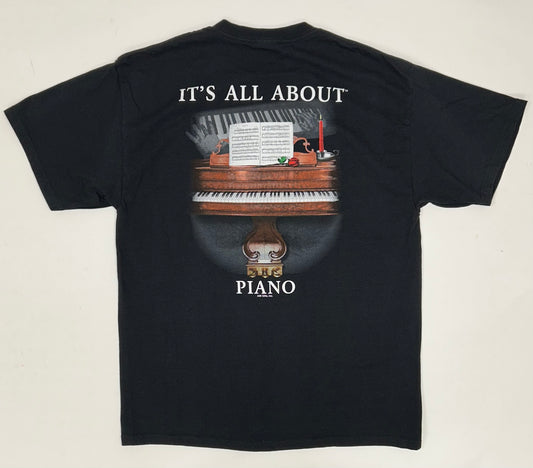 2000s It's All About the Piano Short Sleeve Cotton T-Shirt Large Pianos 21x28.5 Inches