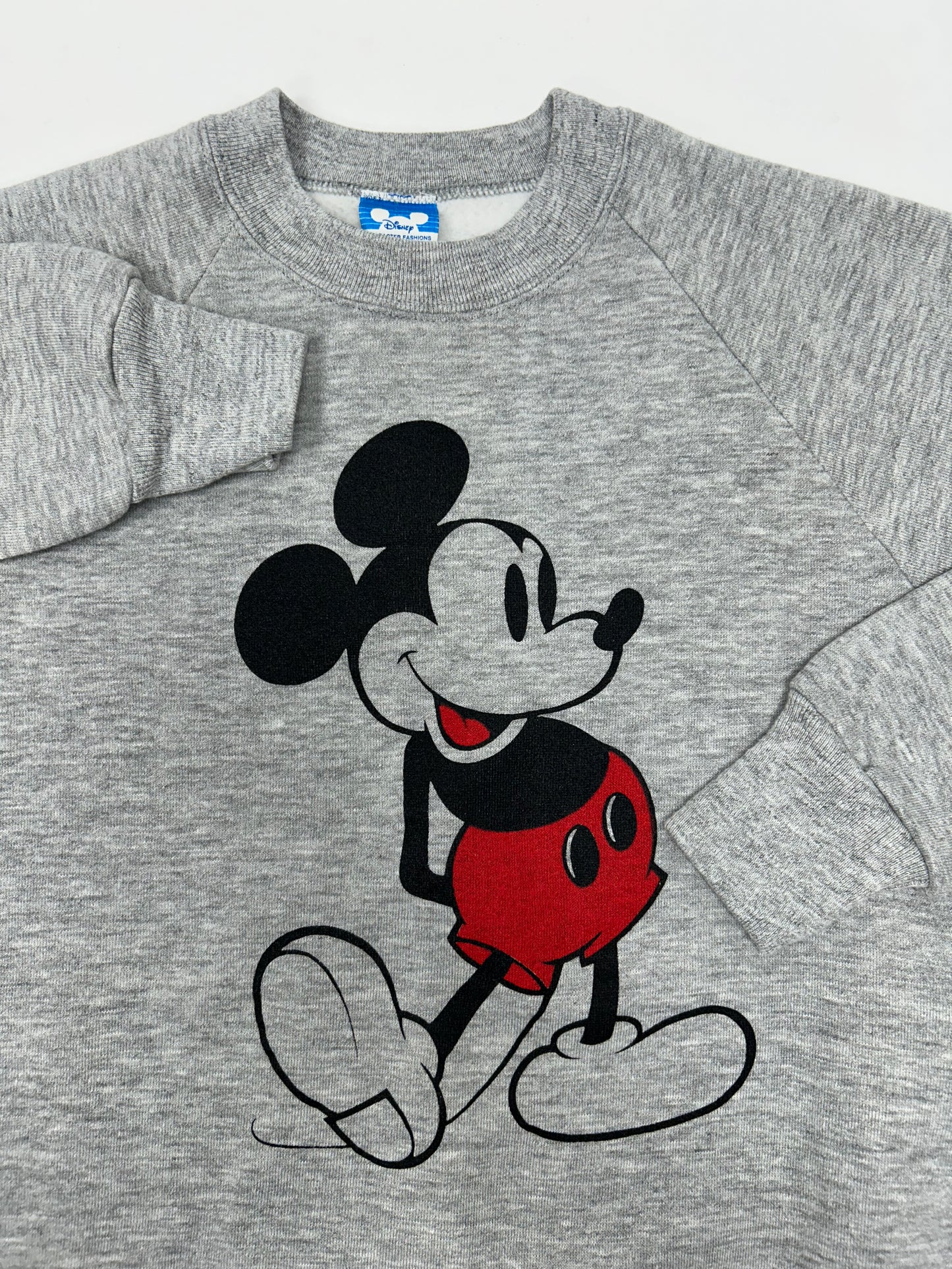 Vintage Disney Mickey Mouse Raglan Crewneck Sweatshirt 21.5x26.25 M/S Fit Gray