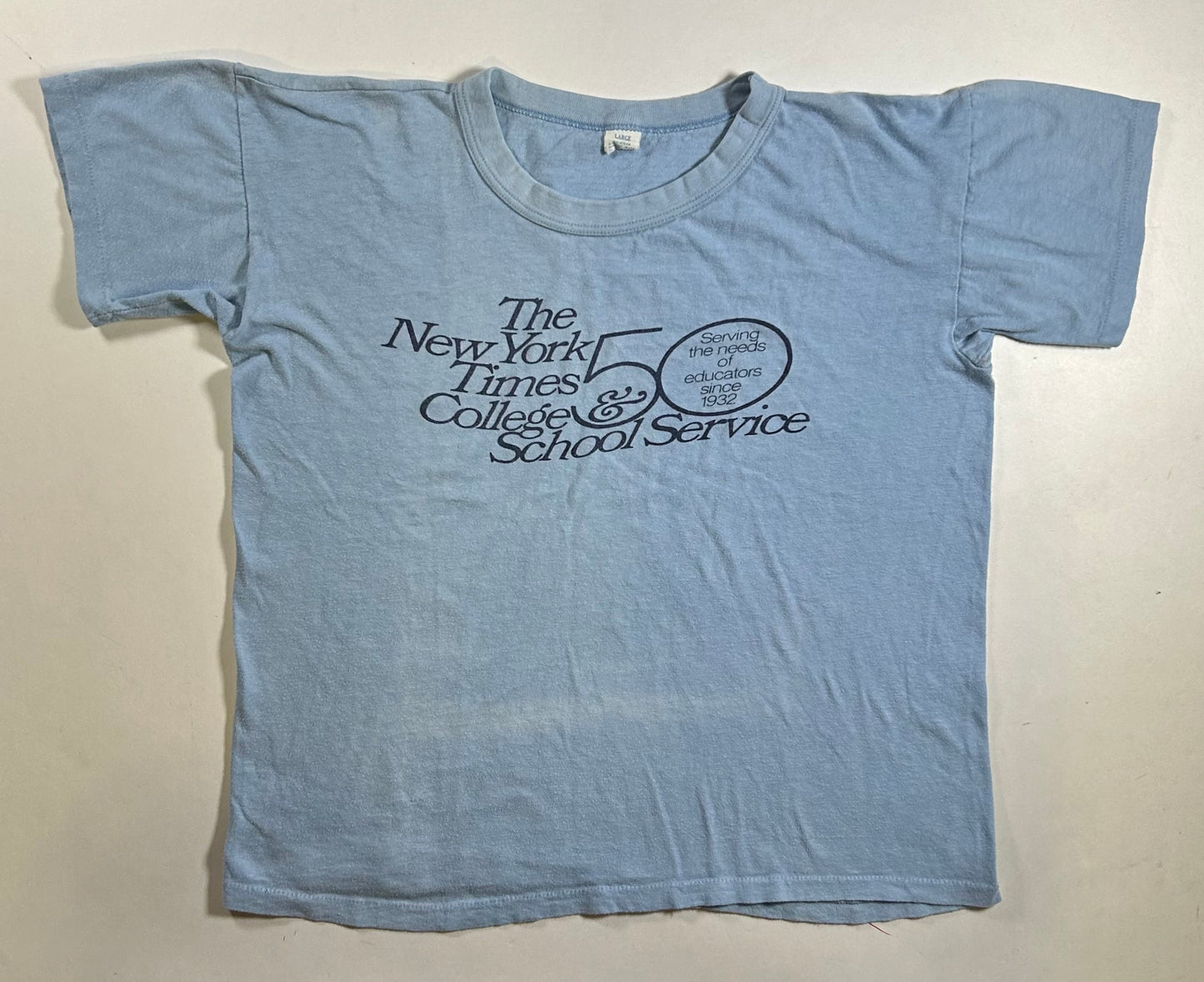 Vintage The New York Times College & School Service 50 Years 1982 Tee 20.25x22.25 Inches