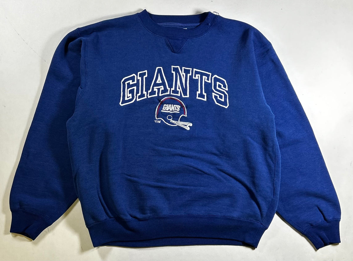Vintage Logo 7 New York Giants NFL Crewneck Logo Sweatshirt Medium/Small Fit 23.5x25 Inches As Is Has Flaw On Shoulder