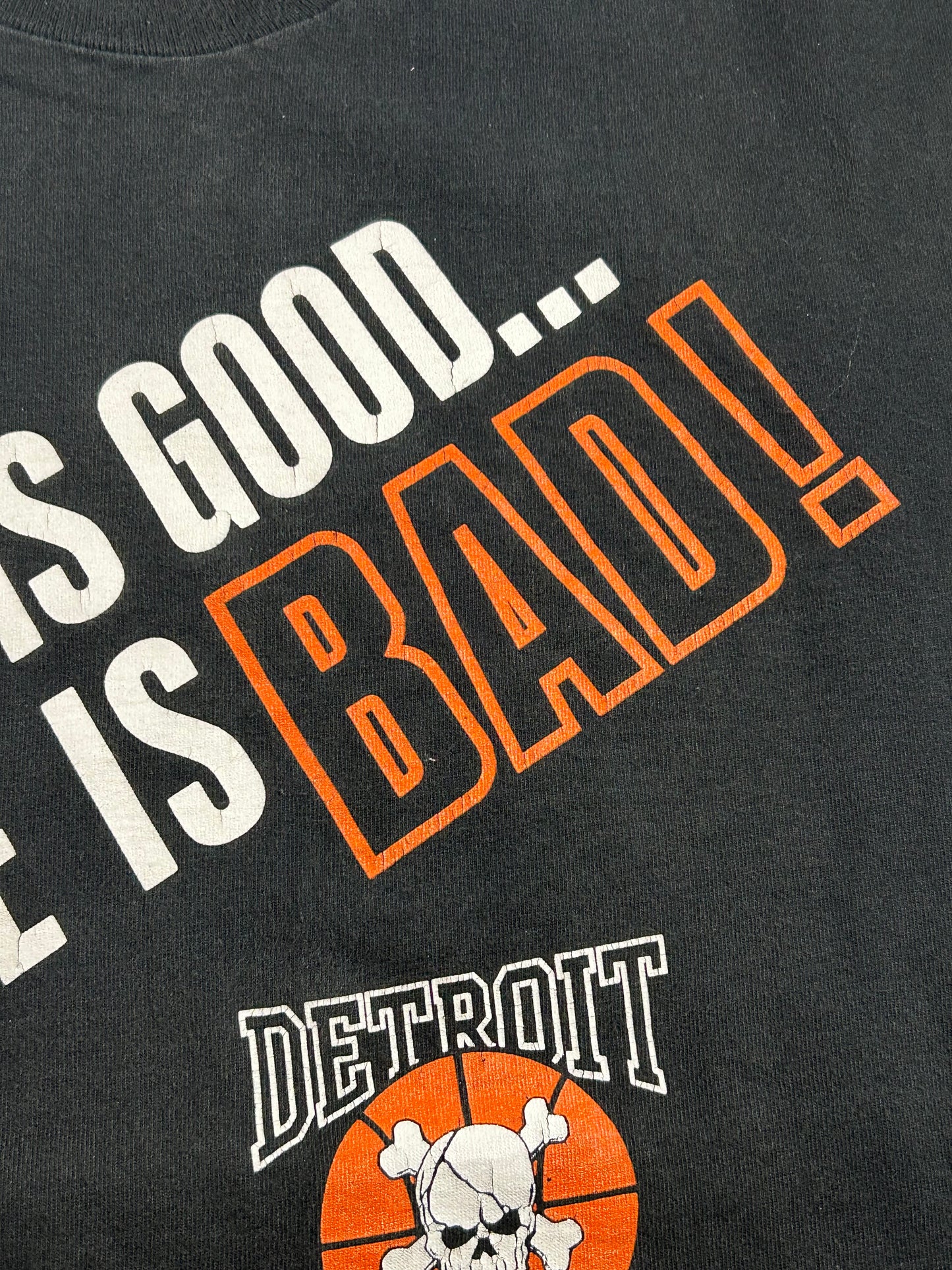 Vintage 1990 Detroit Pistons Bad Boys Twice Is Bad Detroit Bad Boys Championship Tee XL 23x30.75 Inches As Is