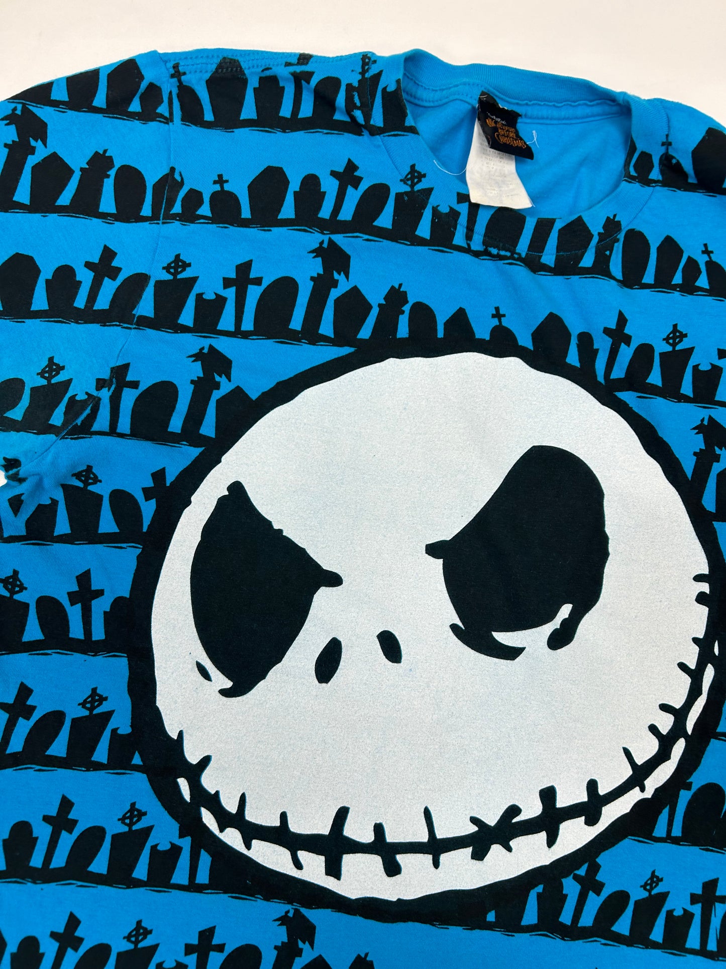 Vintage Disney The Nightmare Before Christmas Jack Skellington Face All Over Print Tee Small 18.25x27.25 Inches