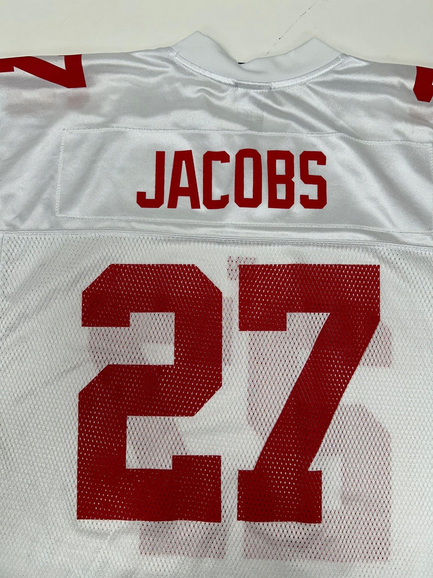 Vintage Reebok New York Giants Brendon Jacobs #27 Super Bowl XLII Jersey XL 26.5x33.75/35.5 Inches White
