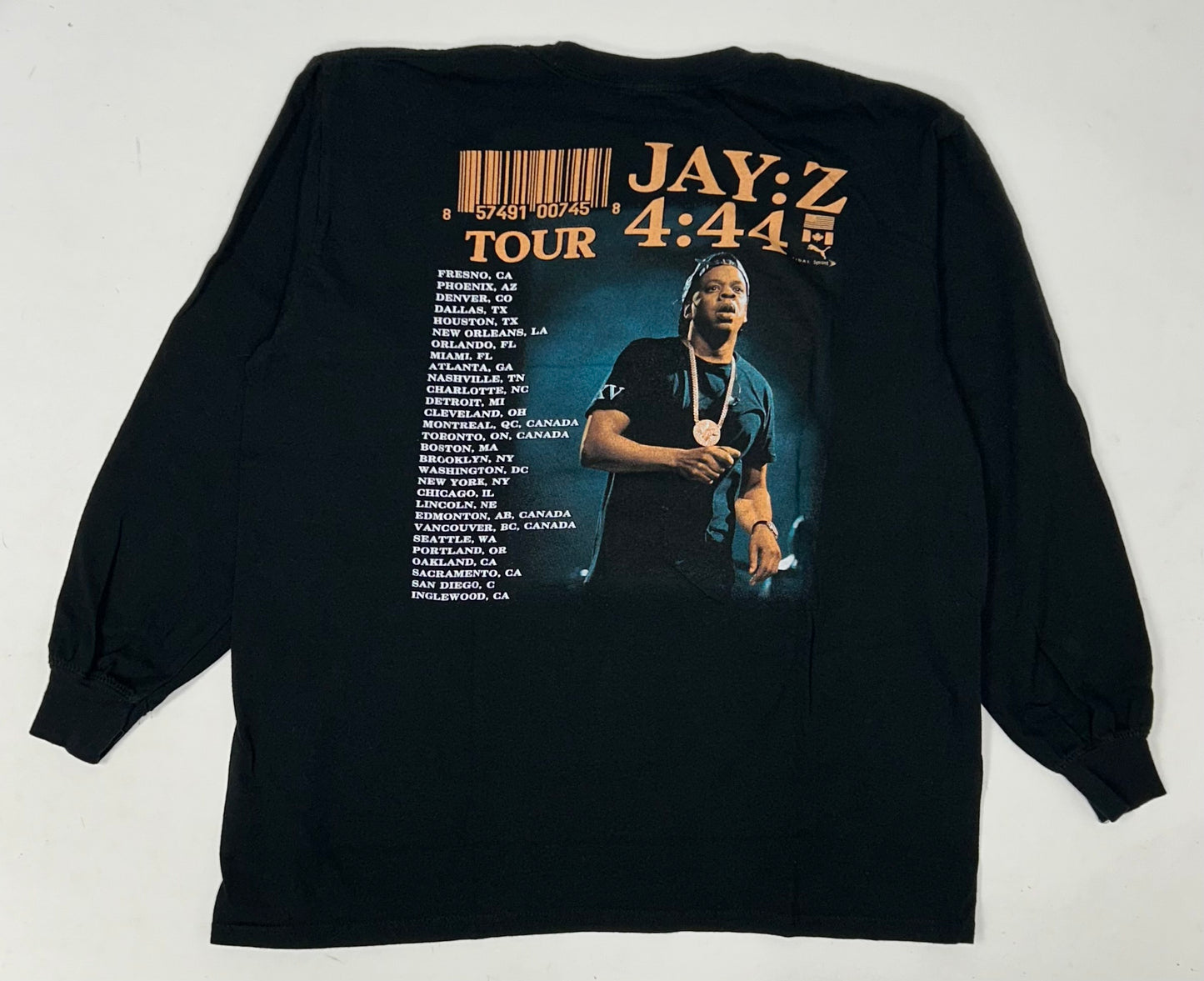 2017 Jay-Z 4:44 Tour Rap Tee Long Sleeve Large 22.75x26.5 Inches Lot Tee