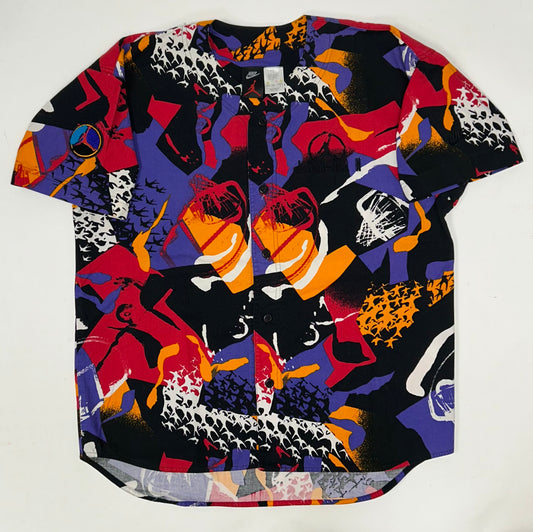 Vintage Nike Air Jordan Baseball Jersey Stitched Sewn Aqua VIII 8 1993 AOP Rare Large 24.75x29.75/32 Inches