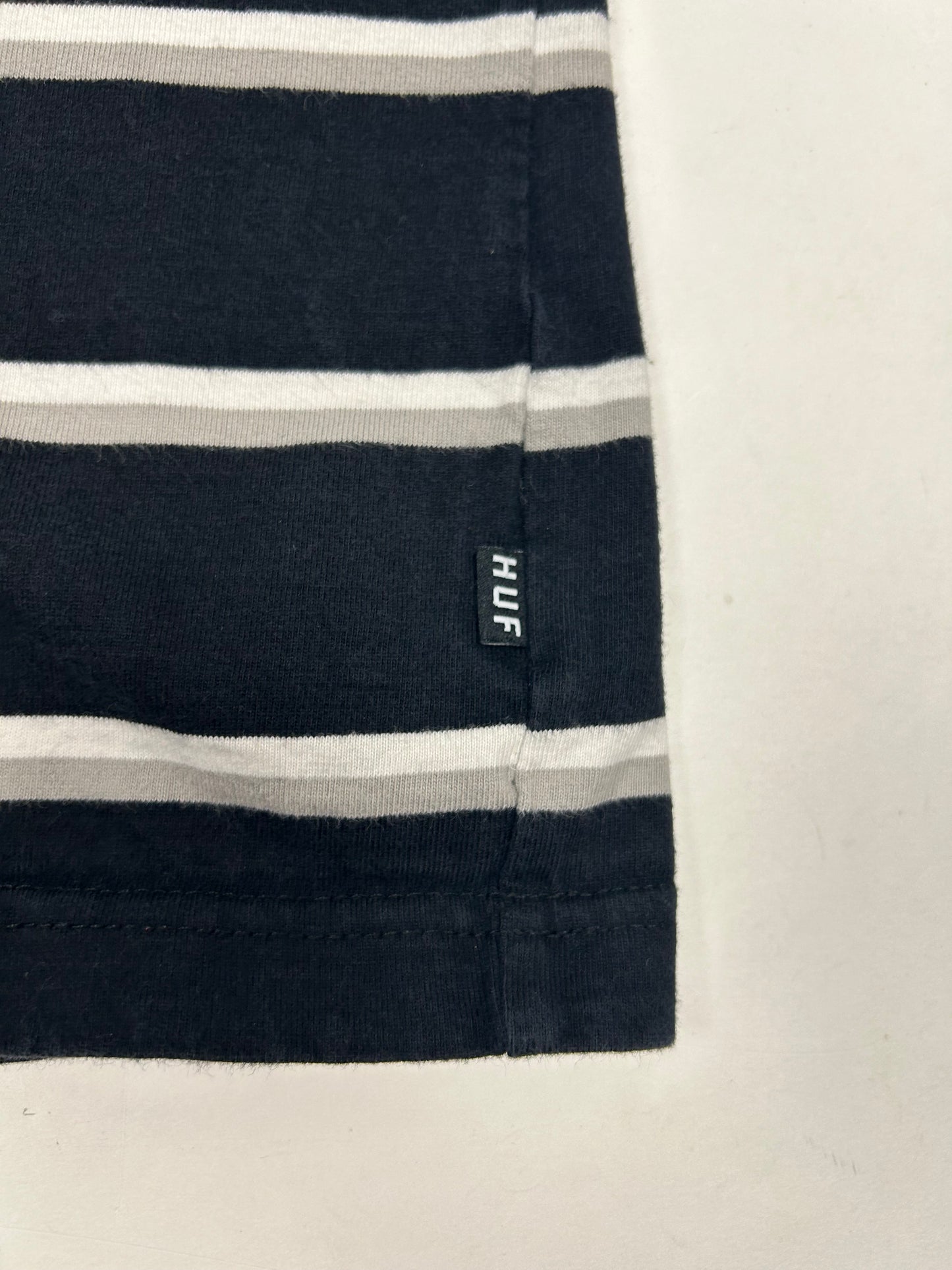HUF Striped Embroidered Logo Long Sleeve Tee Small 18.25x26 Inches Black/White