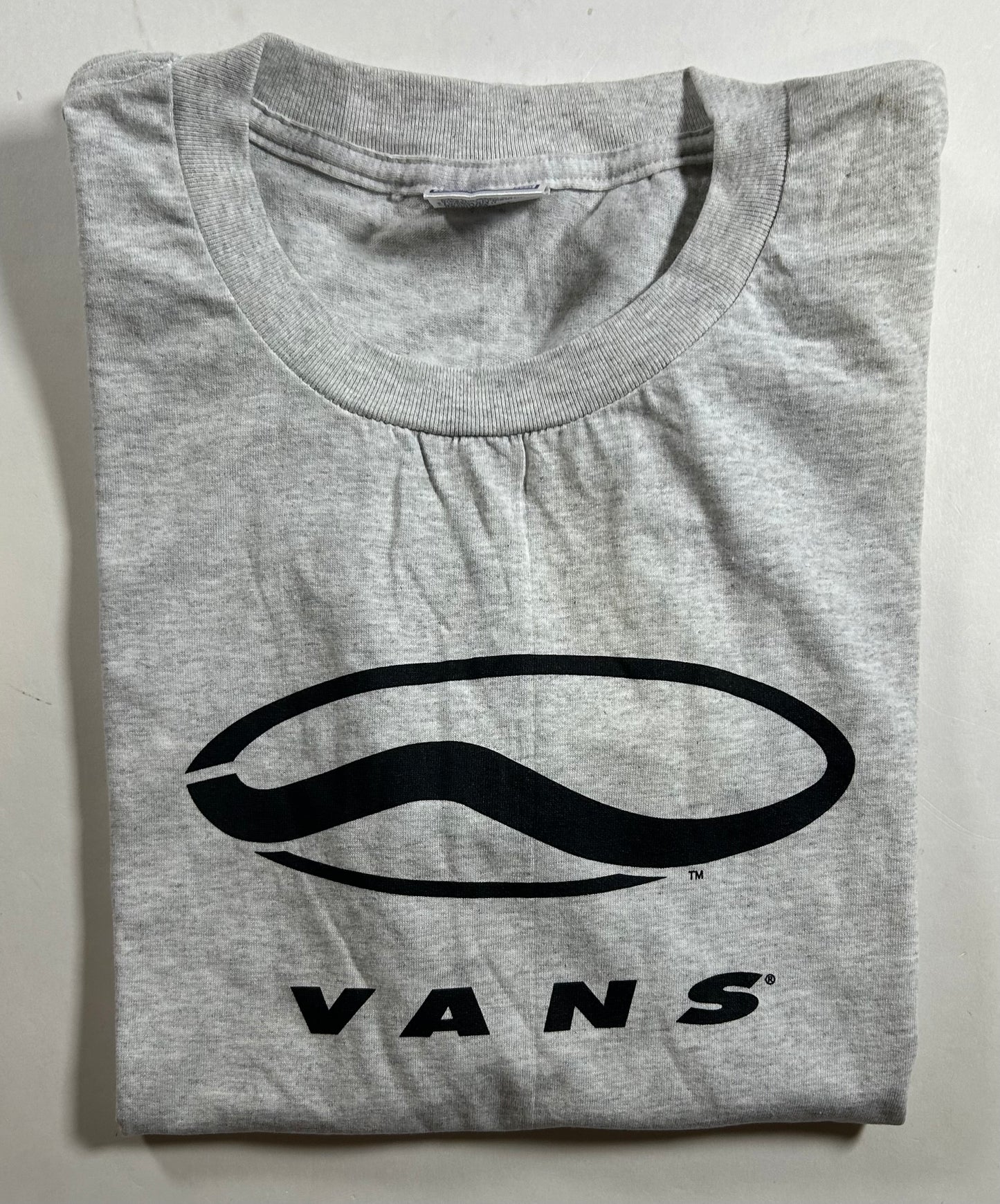 Vintage 90s Vans Logo Skate Brand Shirt Heather Gray Skateboarding Large 22.25x29.5 Inches