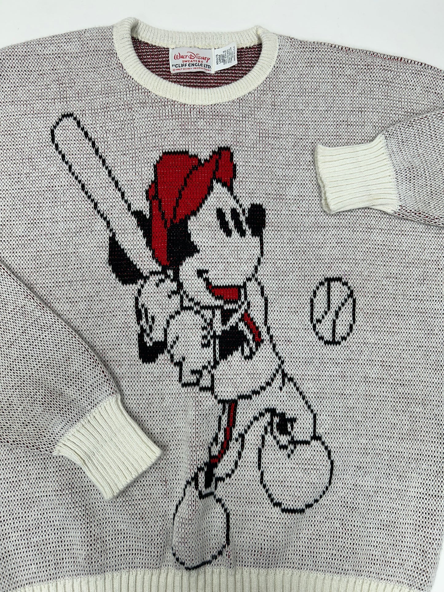 Vintage Cliff Engle Mickey Mouse Baseball Disney Sweater USA Large/Medium 23.25x26.75 Inches
