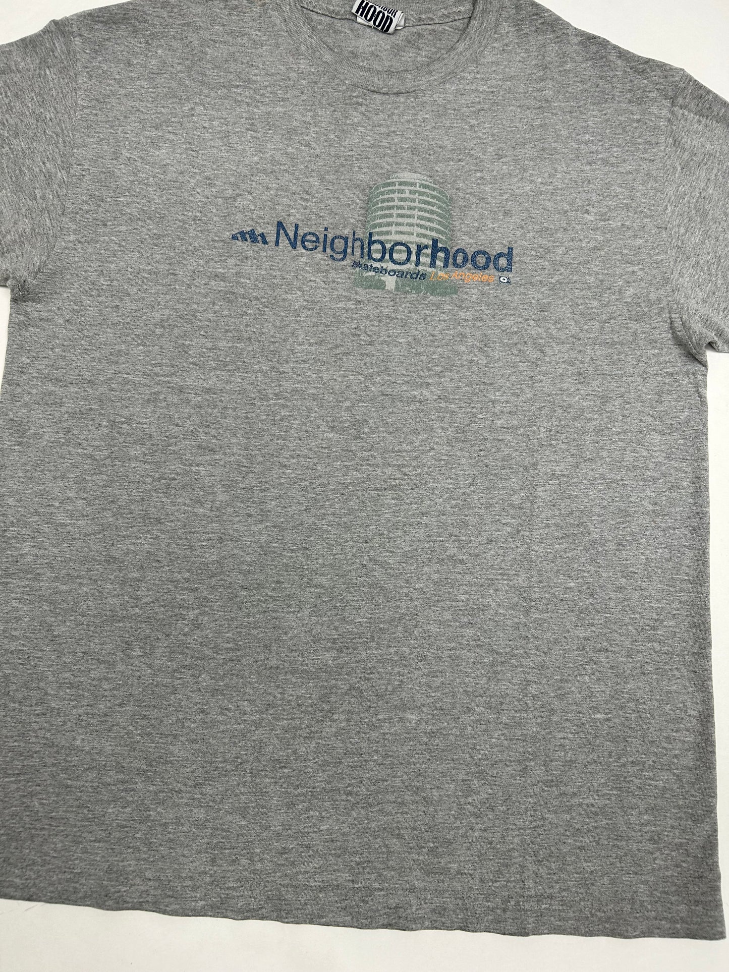 Vintage Neighborhood Skateboards Los Angeles Skate Tee Worn In Nicely Large Fit 22.25x29.5 Inches Gray