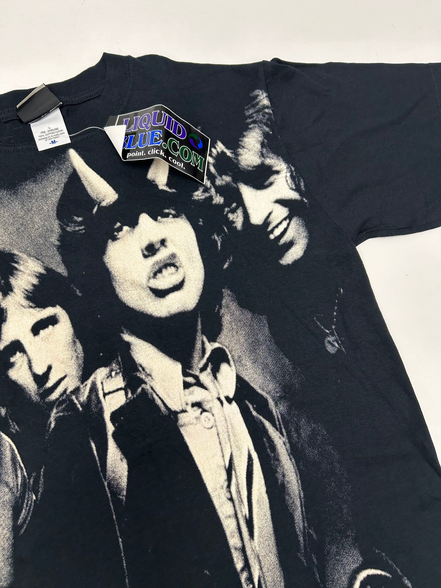 Vintage 2005 AC/DC Liquid Blue All Over Graphic Band Tee Deadstock Brand New Medium 20x28 Inches