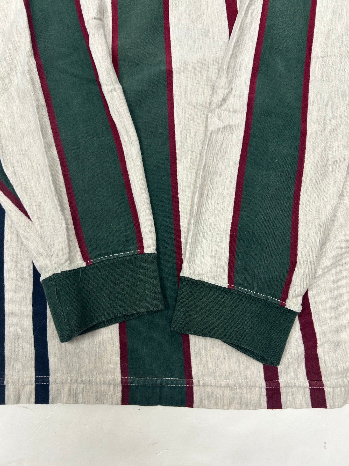 Vintage Chaps Ralph Lauren Rugby Shirt Mens XL Striped Green Red Polo 90s Skate