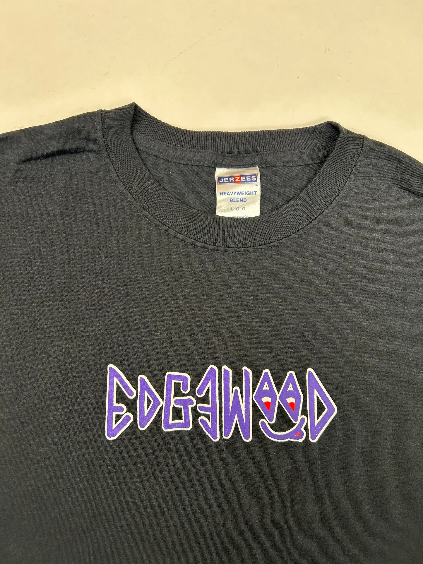 Edgewood NJ first edition “Deeper Than The Roots.” Tee Large 21x28.5 Inches 00s Jerzees 50/50 Blend Made In El Salvador Black