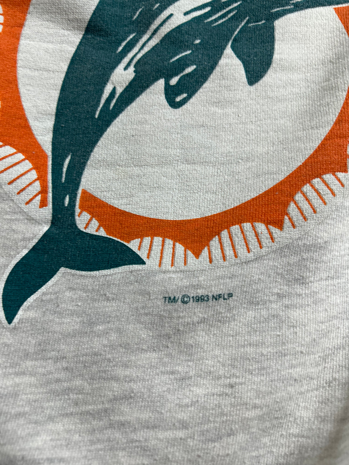 Vintage Starter 1993 Miami Dolphins NFL Crewneck Sweatshirt Gray 23.5x28.25 M/L Fit
