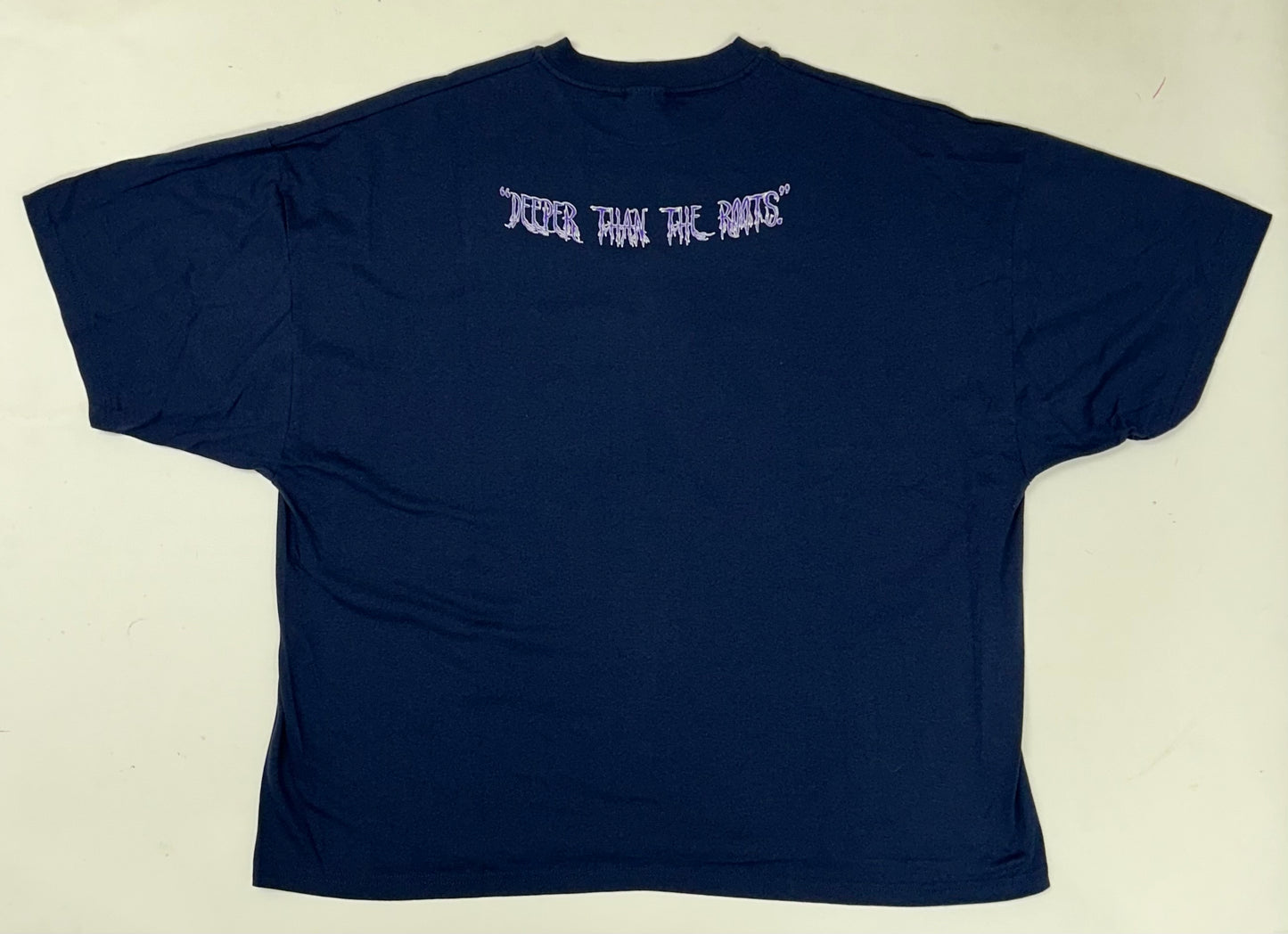 Edgewood NJ first edition “Deeper Than The Roots.” Tee 3XL 28.5x30.25 Inches Hanes Heavyweight 50/50 Blend Navy Blue