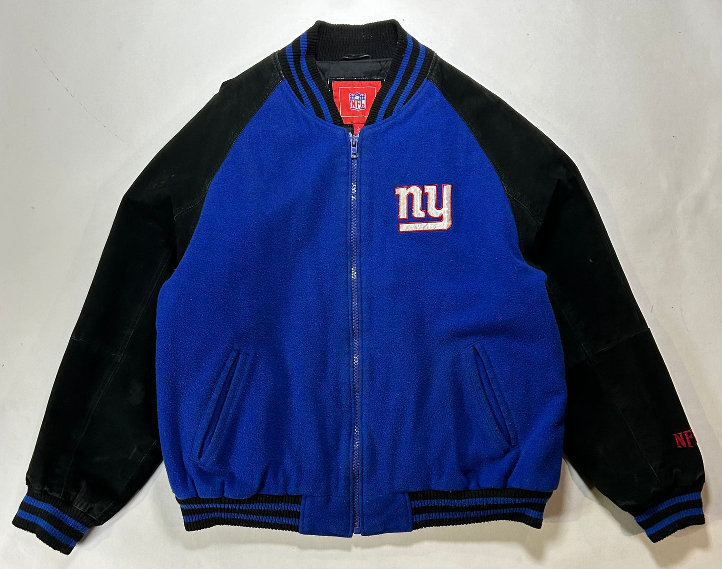 Vintage 00s NFL New York Giants Zip Varsity Jacket Style Jacket Large 27.25x28.75 Inches Has Wear As Is