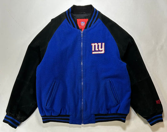 Vintage 00s NFL New York Giants Zip Varsity Jacket Style Jacket Large 27.25x28.75 Inches Has Wear As Is