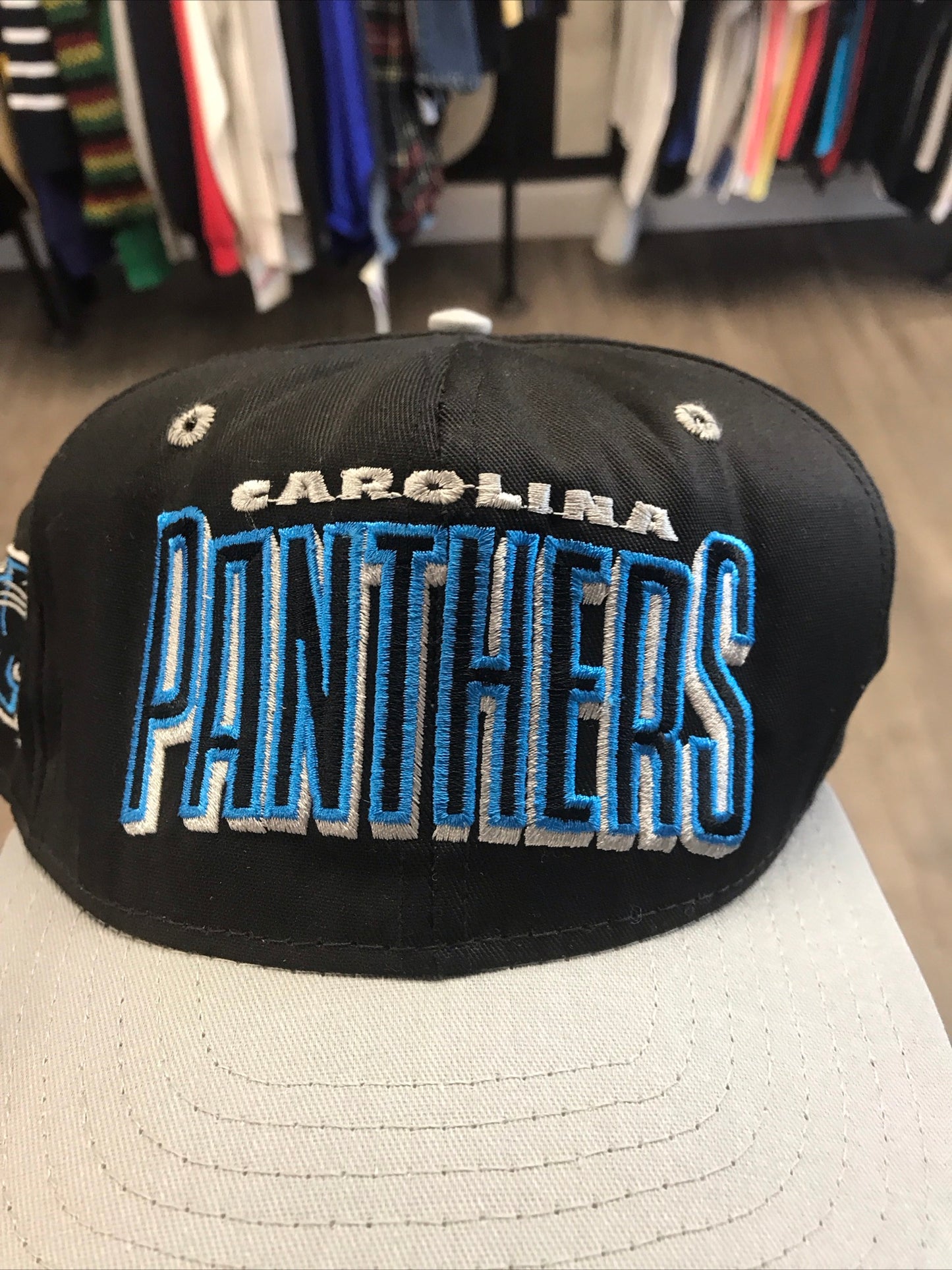 Vintage 90s Ajd NFL Carolina Panthers Embroided Snapback Hat Great condition