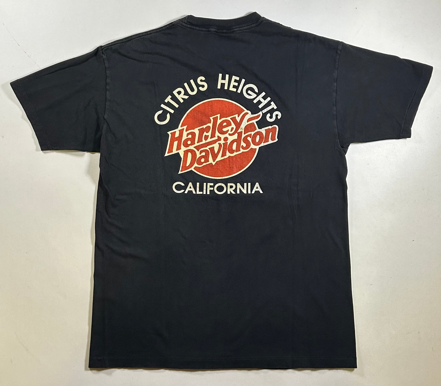 Vintage Harley Davidson Born In In The USA Eagle Citrus Heights California 1986 Tee Large 21.5x29.25 Inches