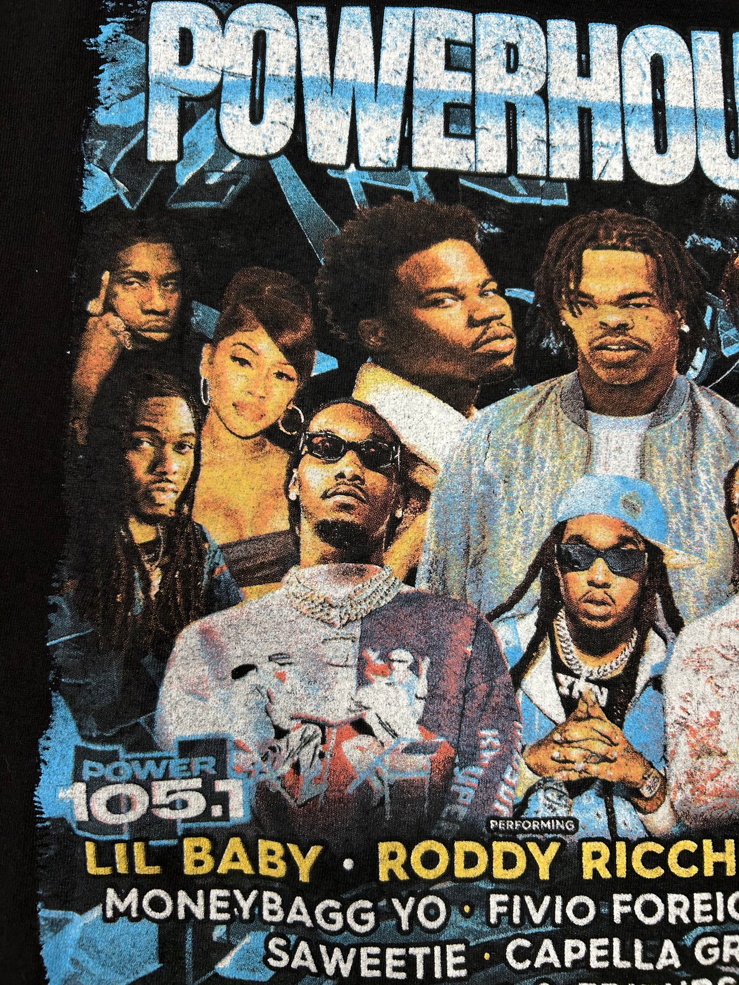 Power House 105.1 FM Concert T-Shirt 2021 Migos Lil Baby Roddy Rich Parking Lot Tee Medium 19.5x26.75 Inches As Is