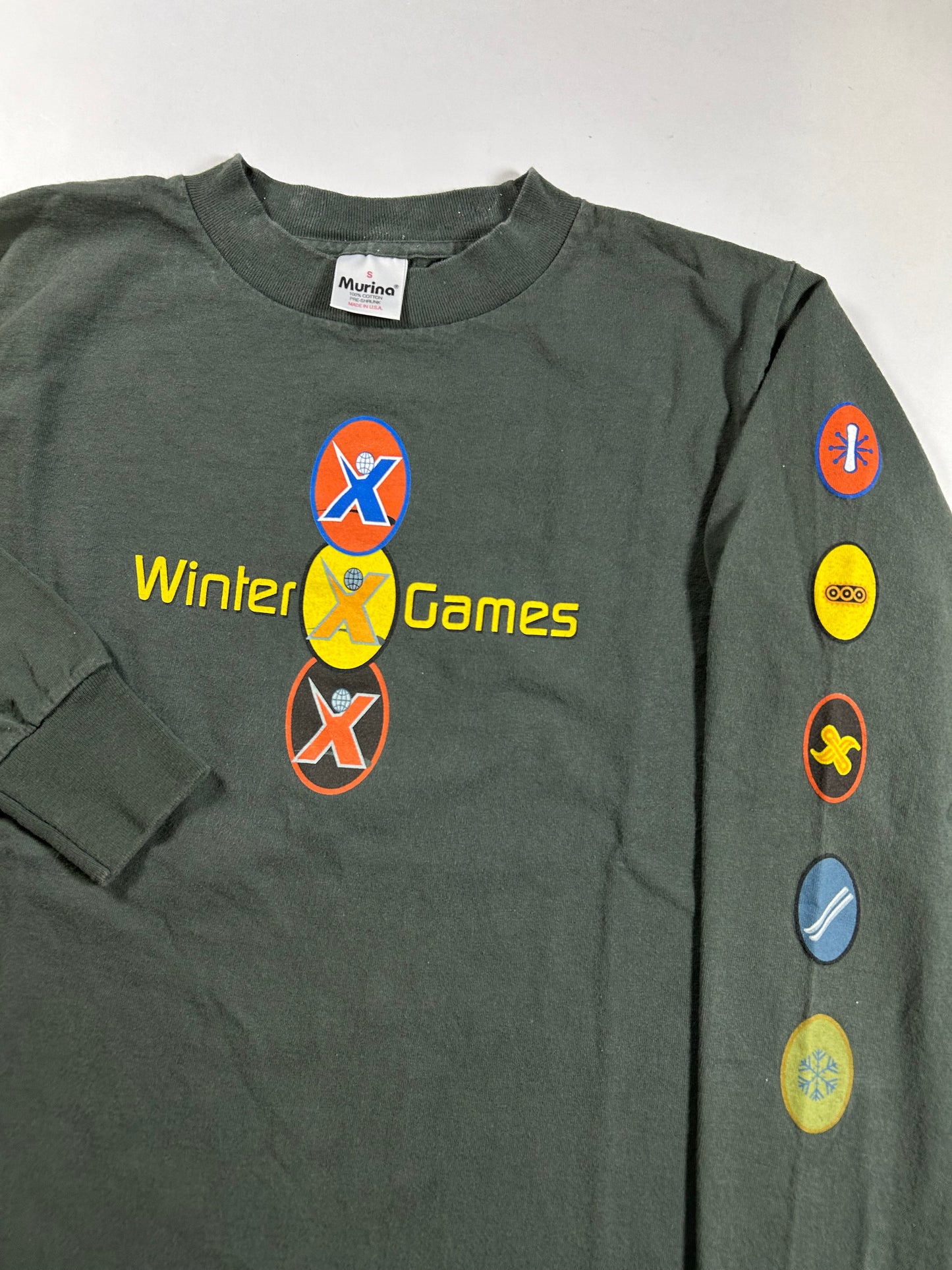 Vintage Winter X Games 2001 Mount Snow Vermont Long Sleeve T-Shirt Small 17x26.25 Inches Green