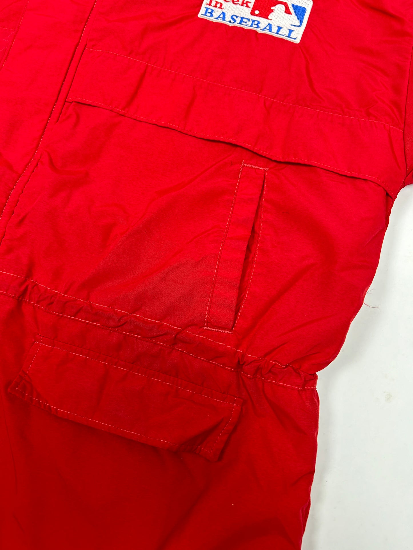 Vintage Chalk-Line MLB This Week In Baseball Zip Long Trench Style Jacket Size Tagged Large 26.5x36.5 Inches As Is Has Wear