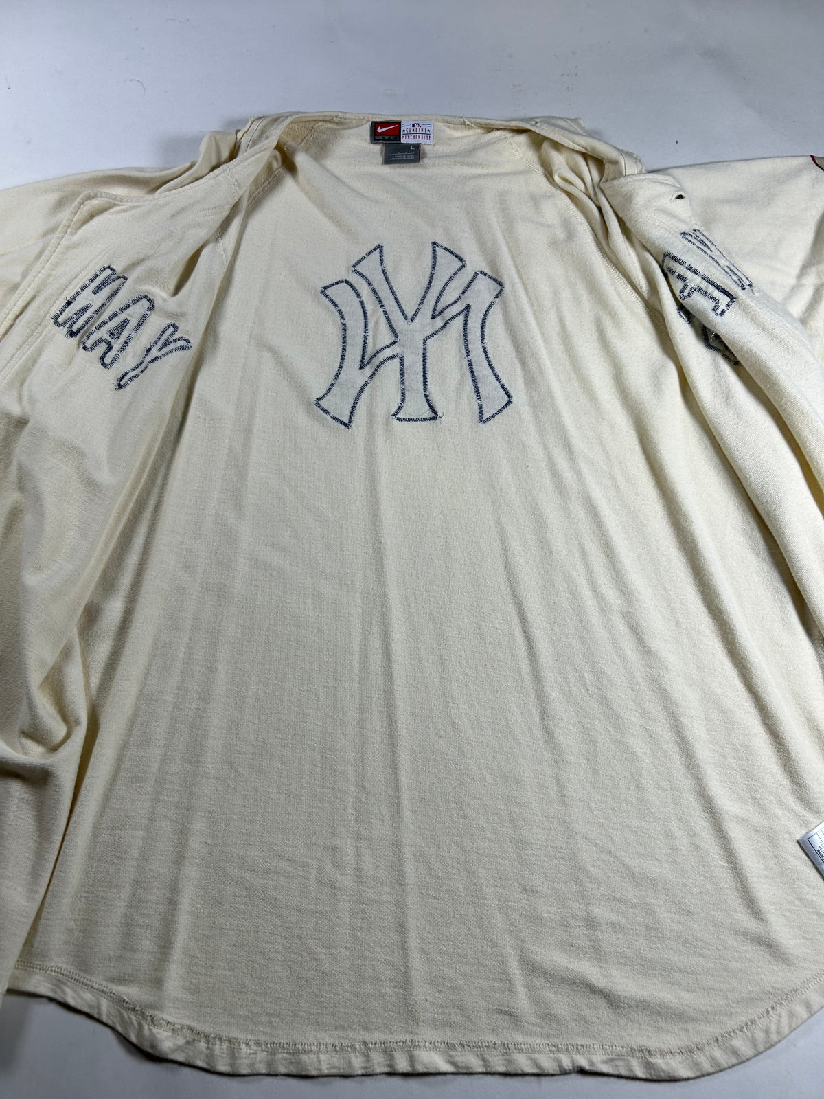 Vintage 2000s Nike Team New York Yankees Baseball Jersey Blank Cream L/XL 25x32.5 Inches