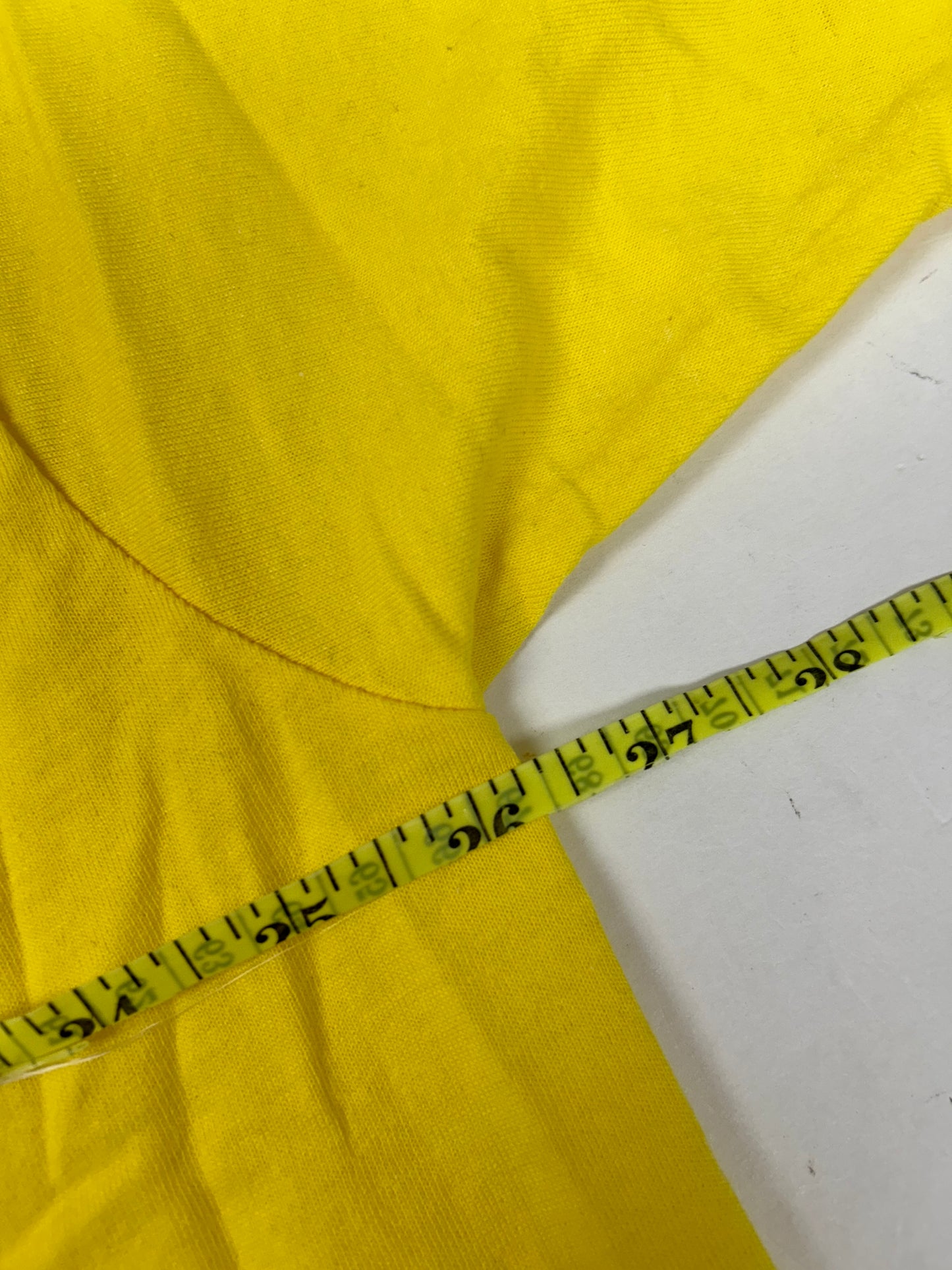 Edgewood NJ first edition “Deeper Than The Roots.” Tee 2XL 26.25x32.25 Inches 90s Fruit Of The Loom USA 50/50 Blend Bright Yellow