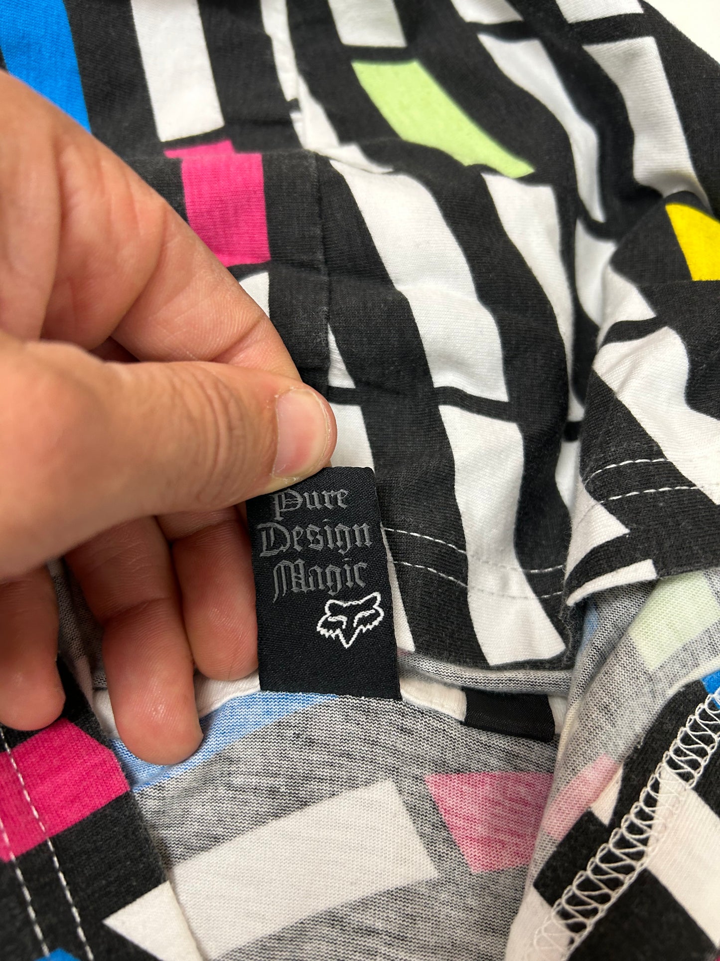 Vintage 00s Fox Racing Motocross Zip Up Abstract Thin Hooded Sweatshirt M/L Fit 22.75x28.75 Inches