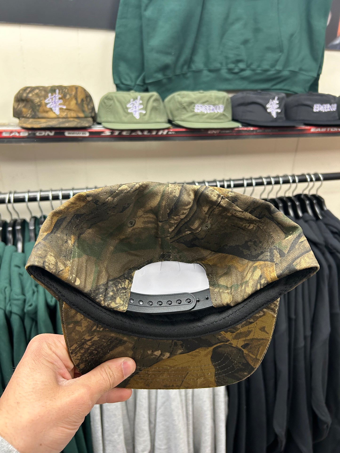 Edgewood NJ Team Spell Out Logo 5 Panel Cotton Adjustable SnapBack Hat Vintage Camo