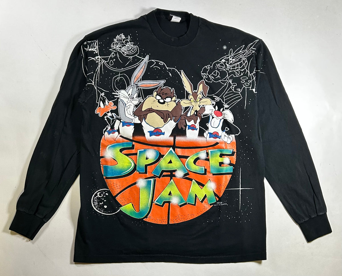 Vintage Space Jam Movie Promo Long Sleeve T-shirt 1996 Looney Tunes XL 24.5x31.25 Inches