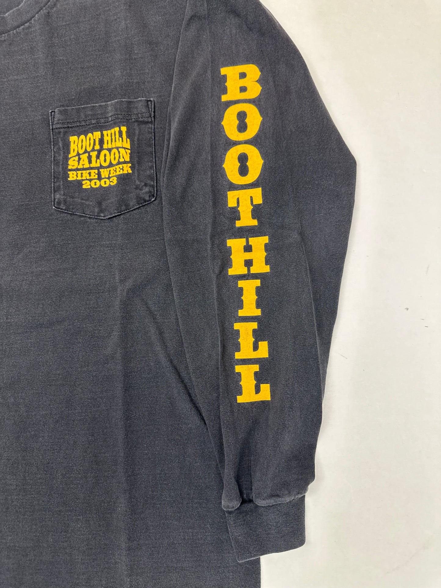 Vintage Boot Hill Saloon Bike Week 2003 Daytona Beach Florida Long Sleeve Tee XL 23.5x29.5 Inches