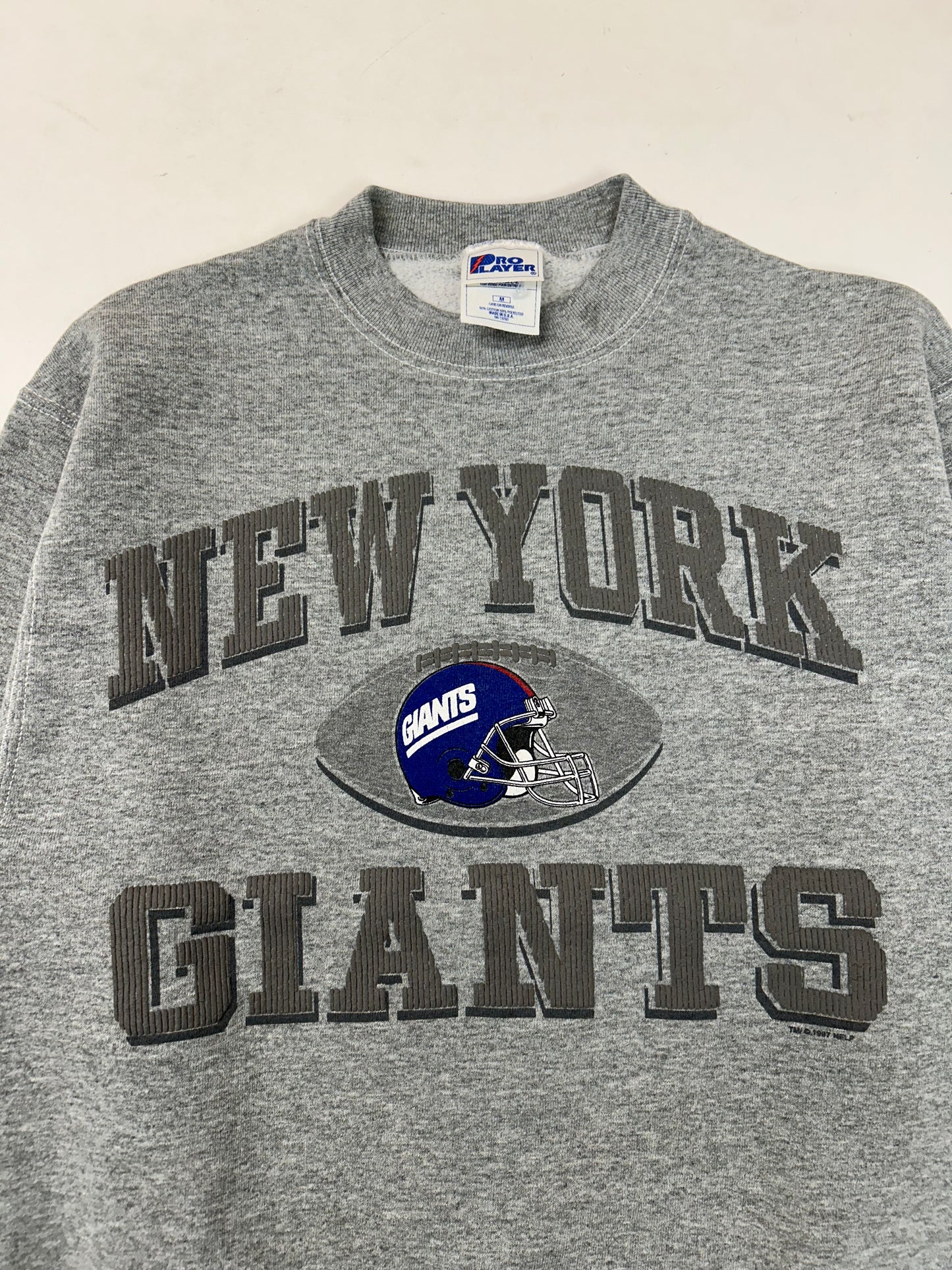 Vintage 1997 Pro Player New York Giants NFL Crewneck Sweatshirt Small/Medium Fit 21.5x26.25 Inches
