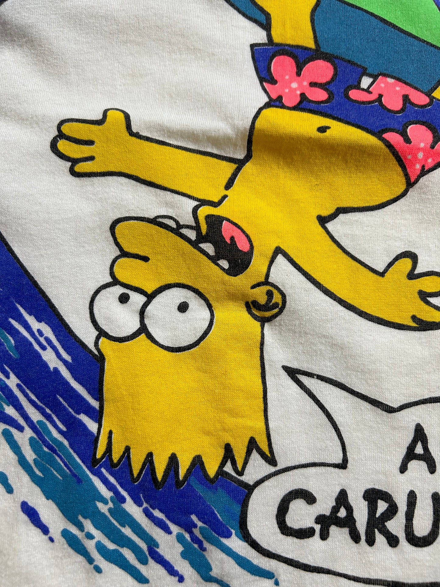 Vintage Bart Simpson Surfing Aye Carumba T-Shirt Screen Stars 21x26 Inches M/L Fit As Is