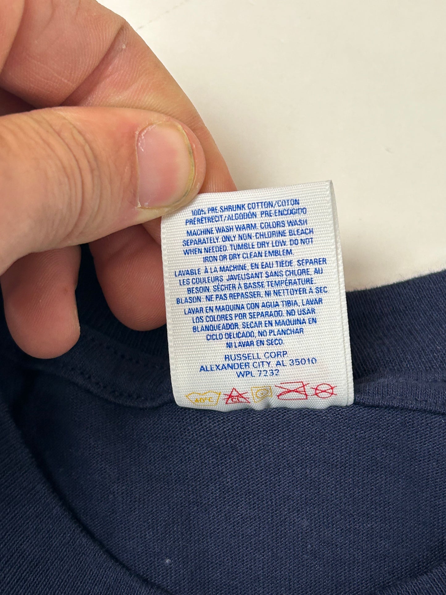 Edgewood NJ first edition “Deeper Than The Roots.” Tee Large 21.5x31.25 Inches 90s JERZEES 100% Cotton USA Navy Blue